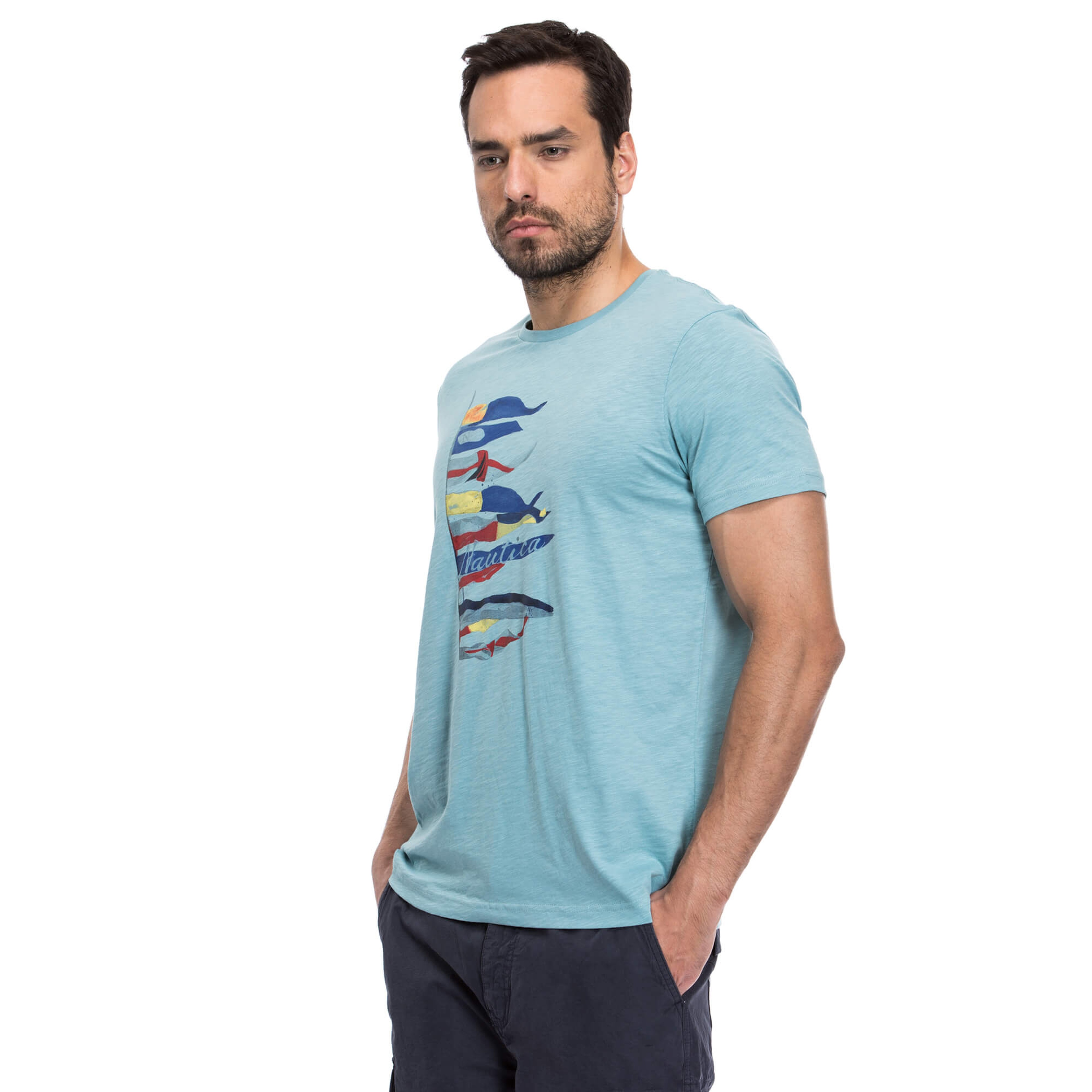Nautica Erkek Mavi Slim Fit T-Shirt