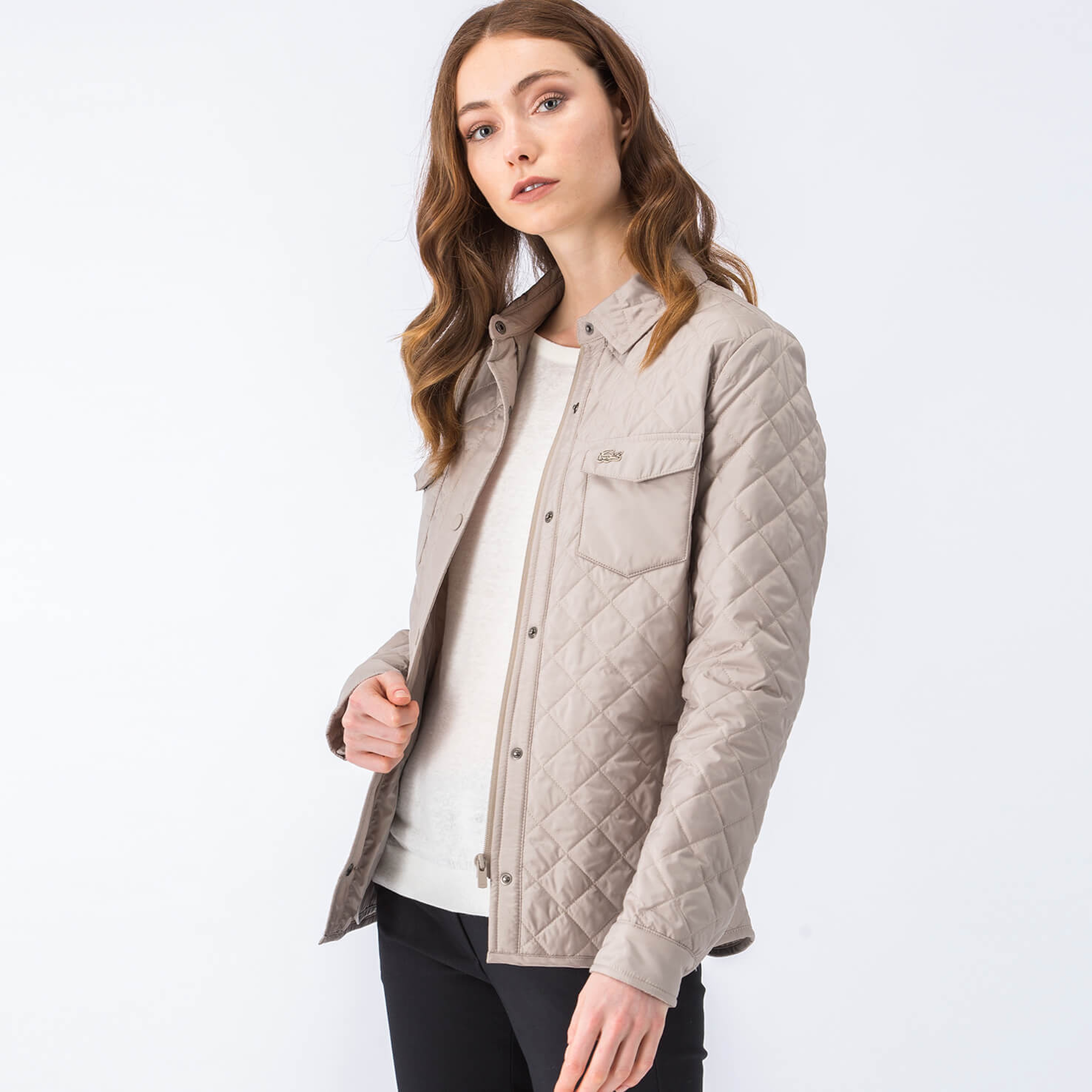 Lacoste Bej Rengi Kapitone Kadın Mont