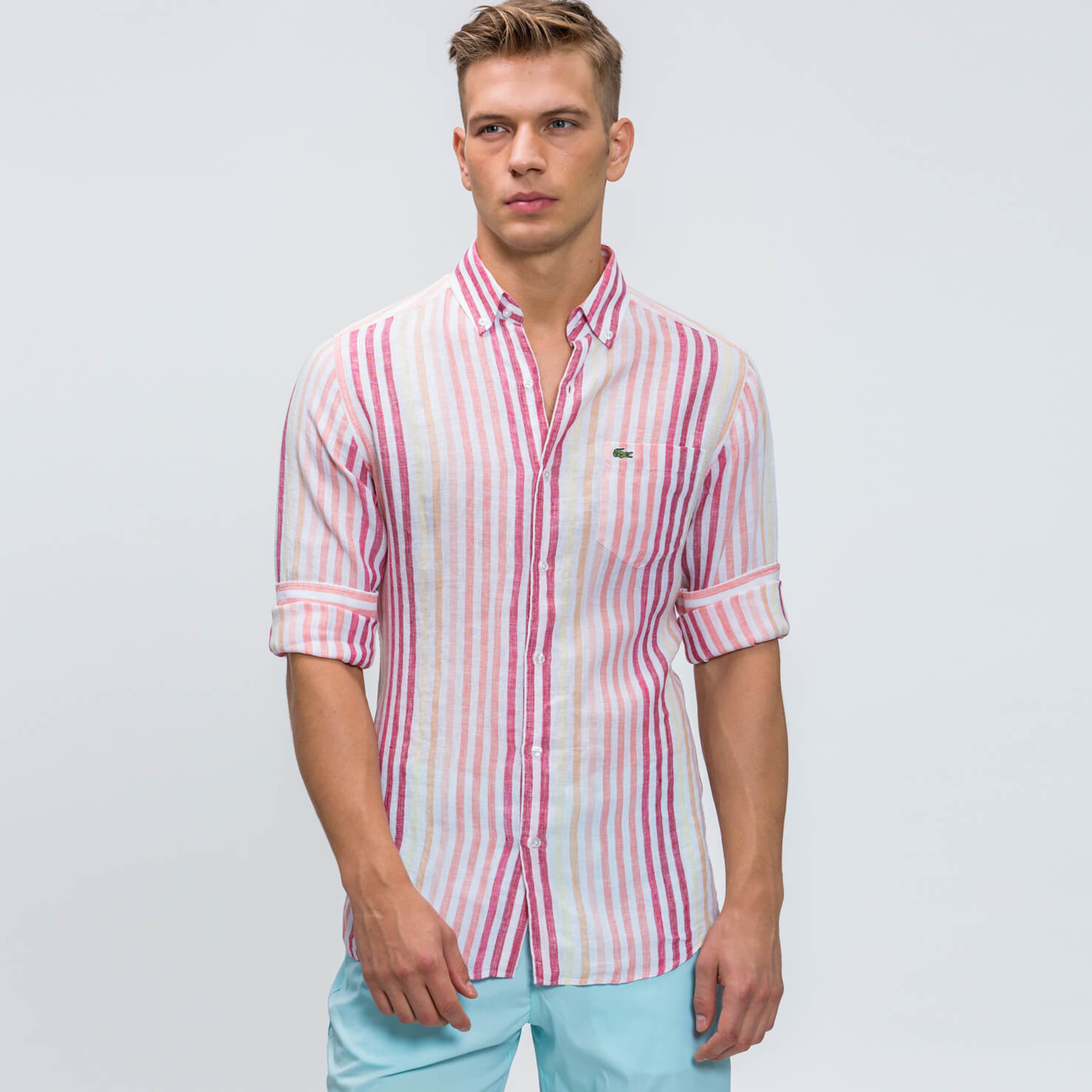 Lacoste Erkek Pembe Uzun Kollu Regular Fit Gömlek