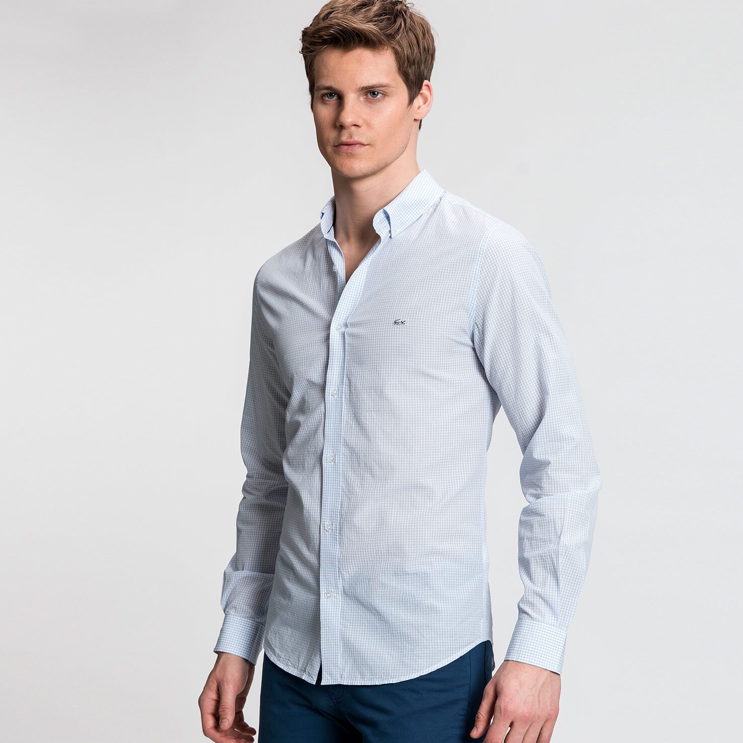 Lacoste Erkek Mavi Uzun Kollu Gömlek