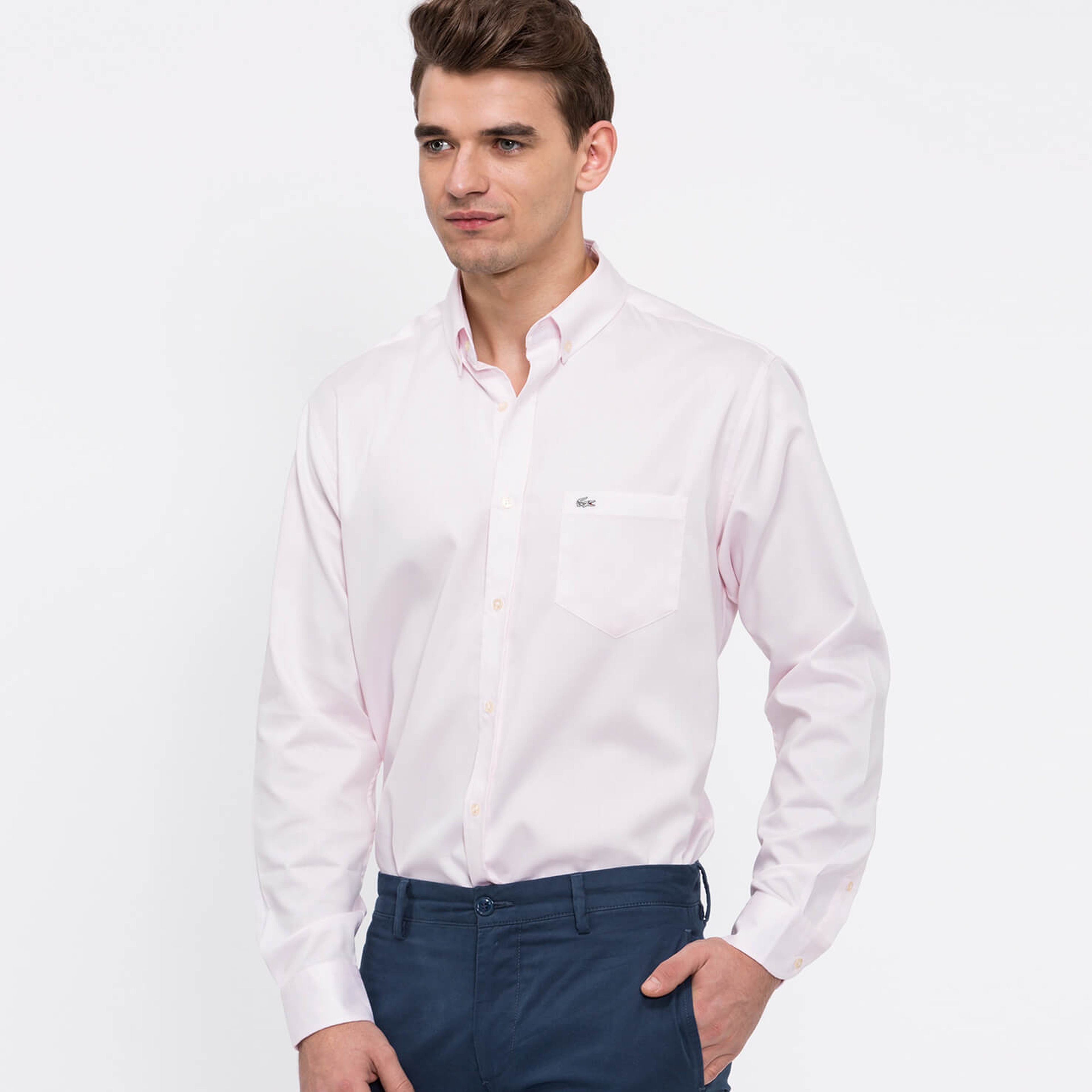 Lacoste Erkek Pembe Regular Fit Uzun Kollu Gömlek