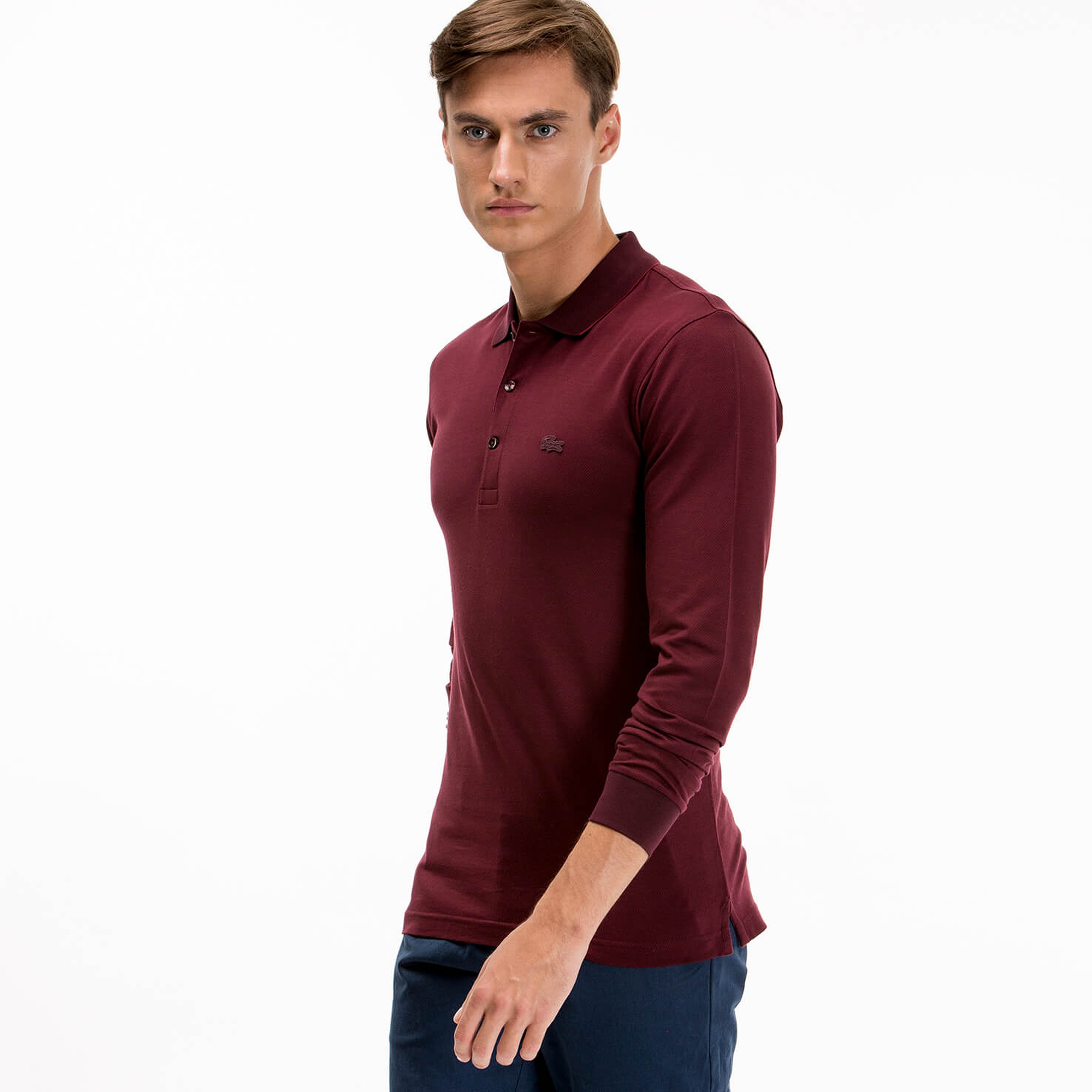 Lacoste Uzun Kollu Bordo Erkek Polo