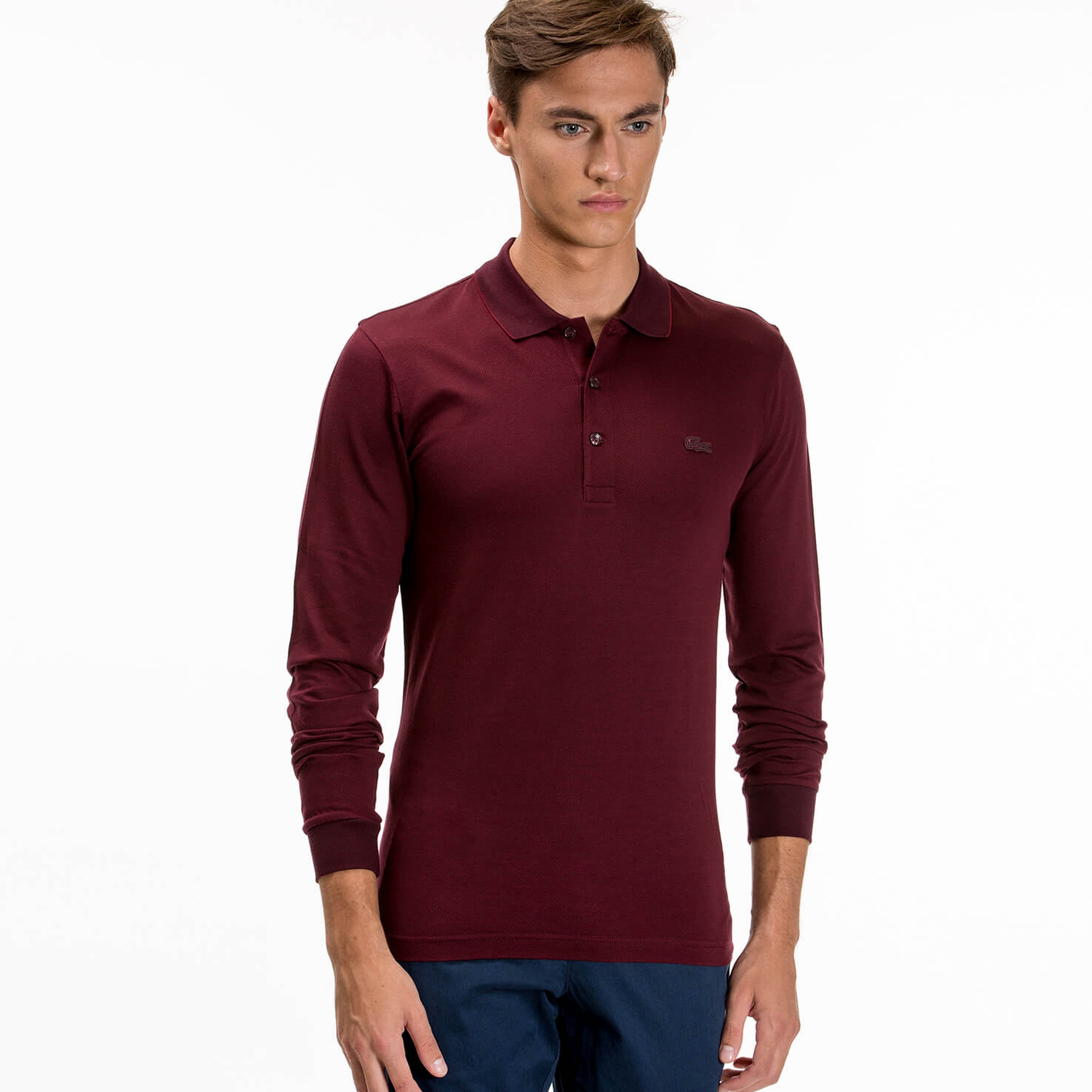 Lacoste Uzun Kollu Bordo Erkek Polo