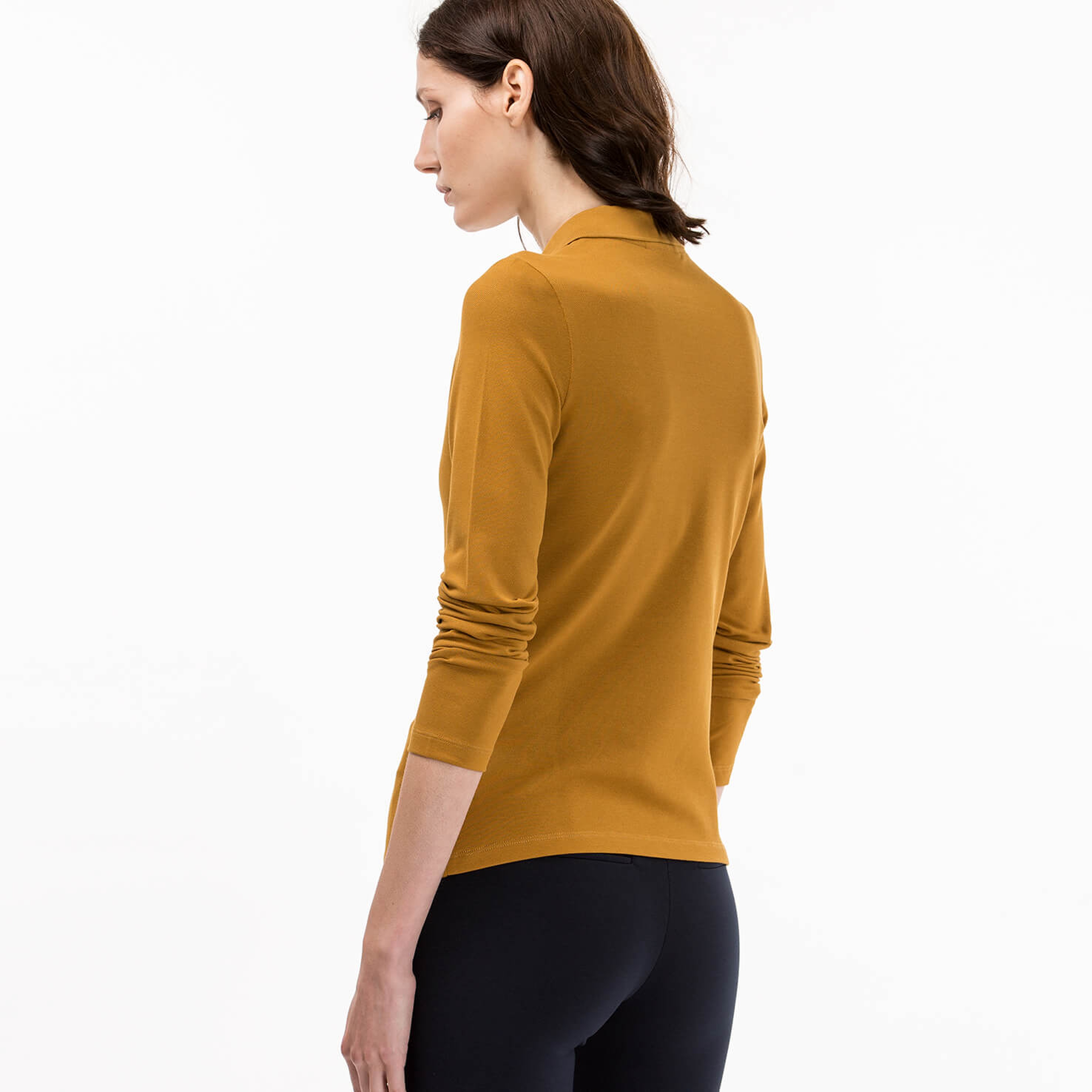 Lacoste Kadın Sarı Slim Fit Uzun Kollu Polo