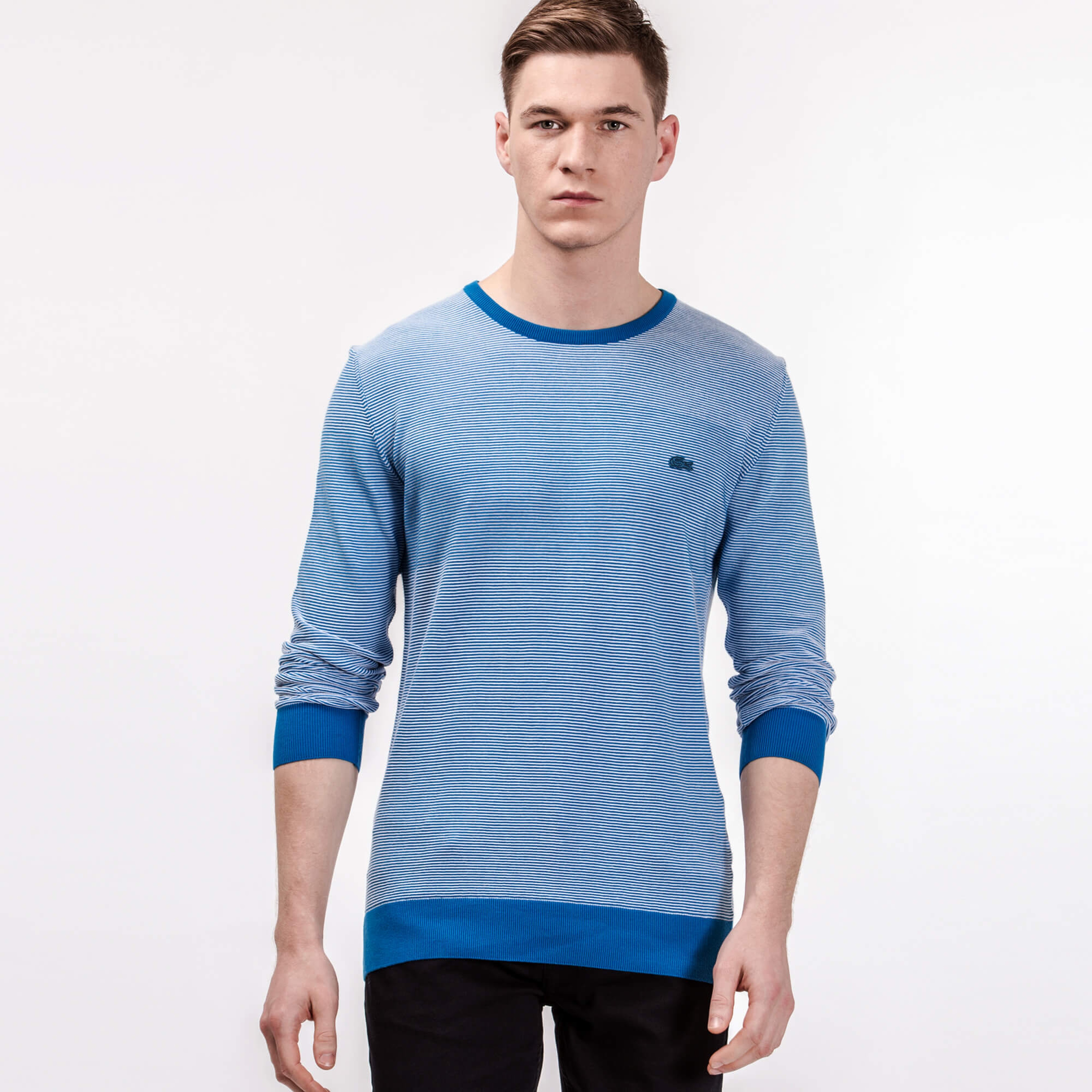 Lacoste Erkek Mavi Çizgili Triko