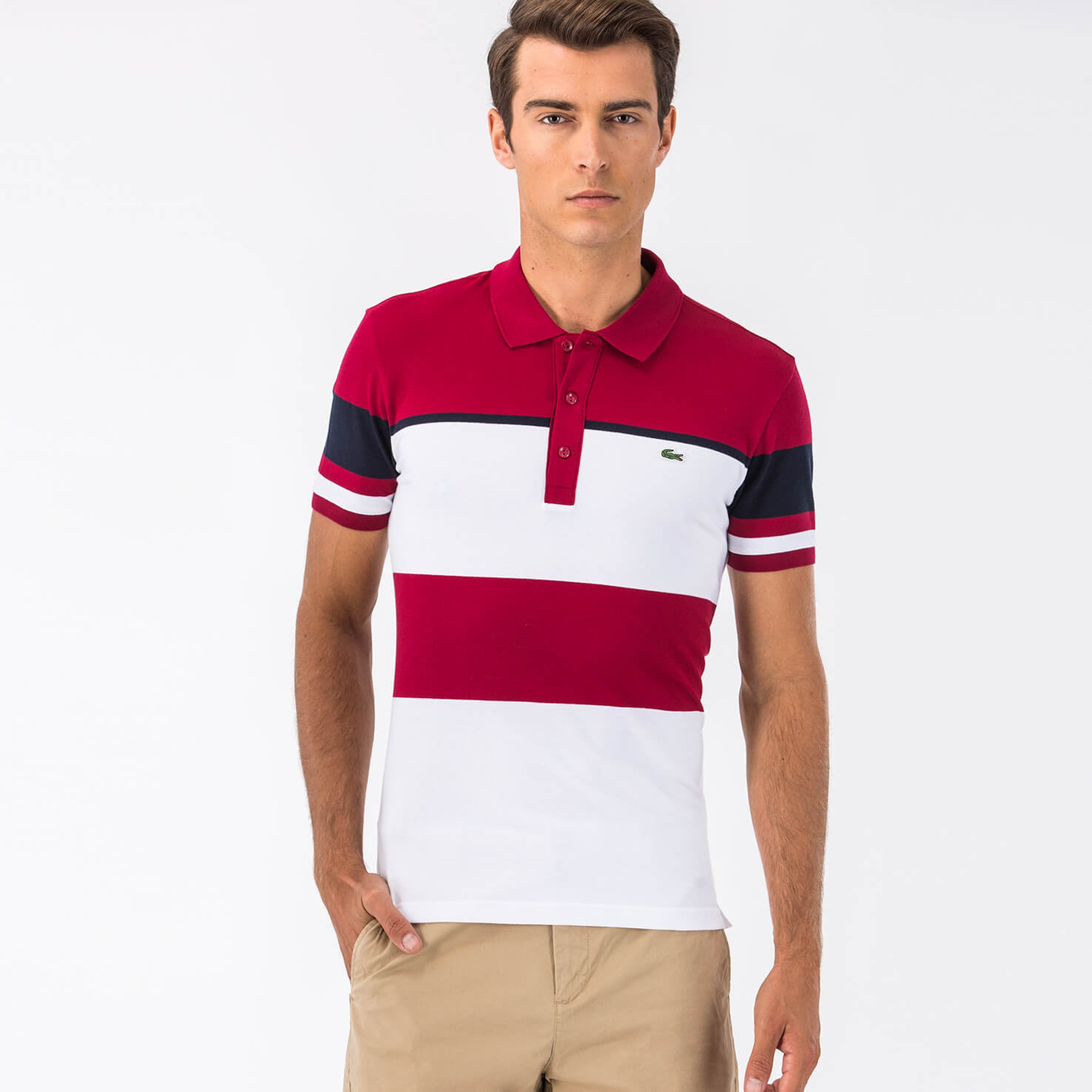Lacoste Bordo Kısa Kollu Erkek Polo