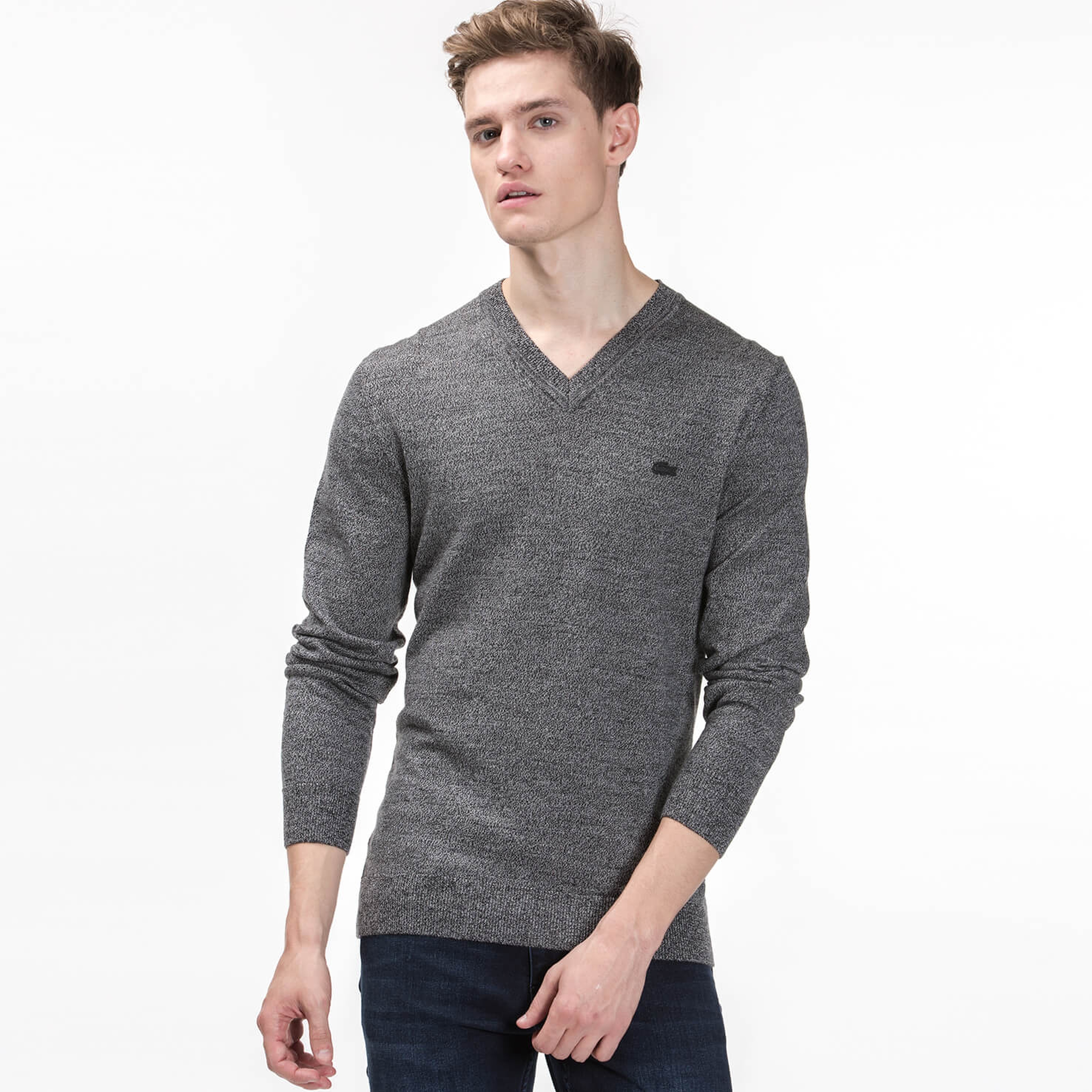 Lacoste Erkek Gri Regular Fit Triko