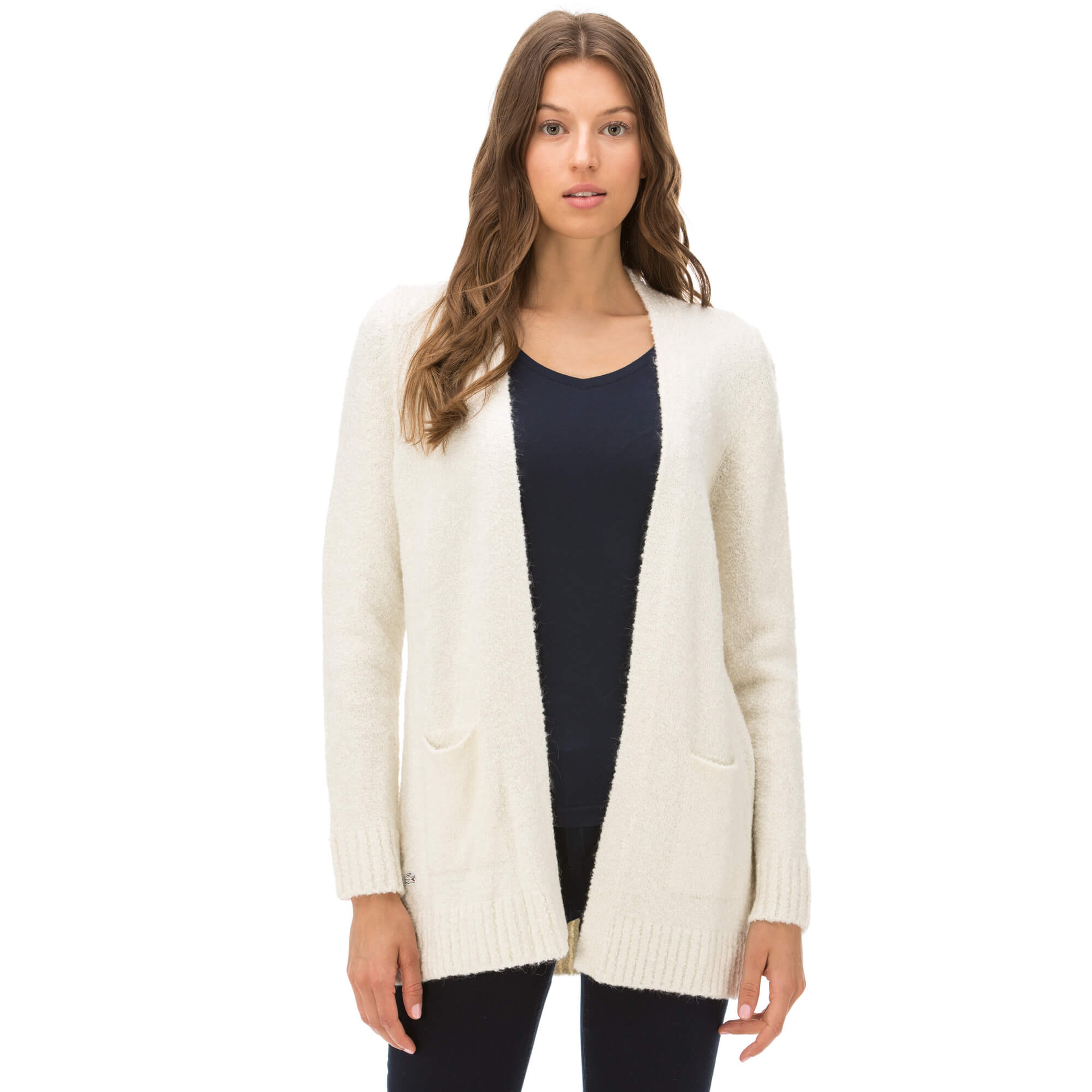 Lacoste Kadın Uzun Kollu Bej Triko Hırka