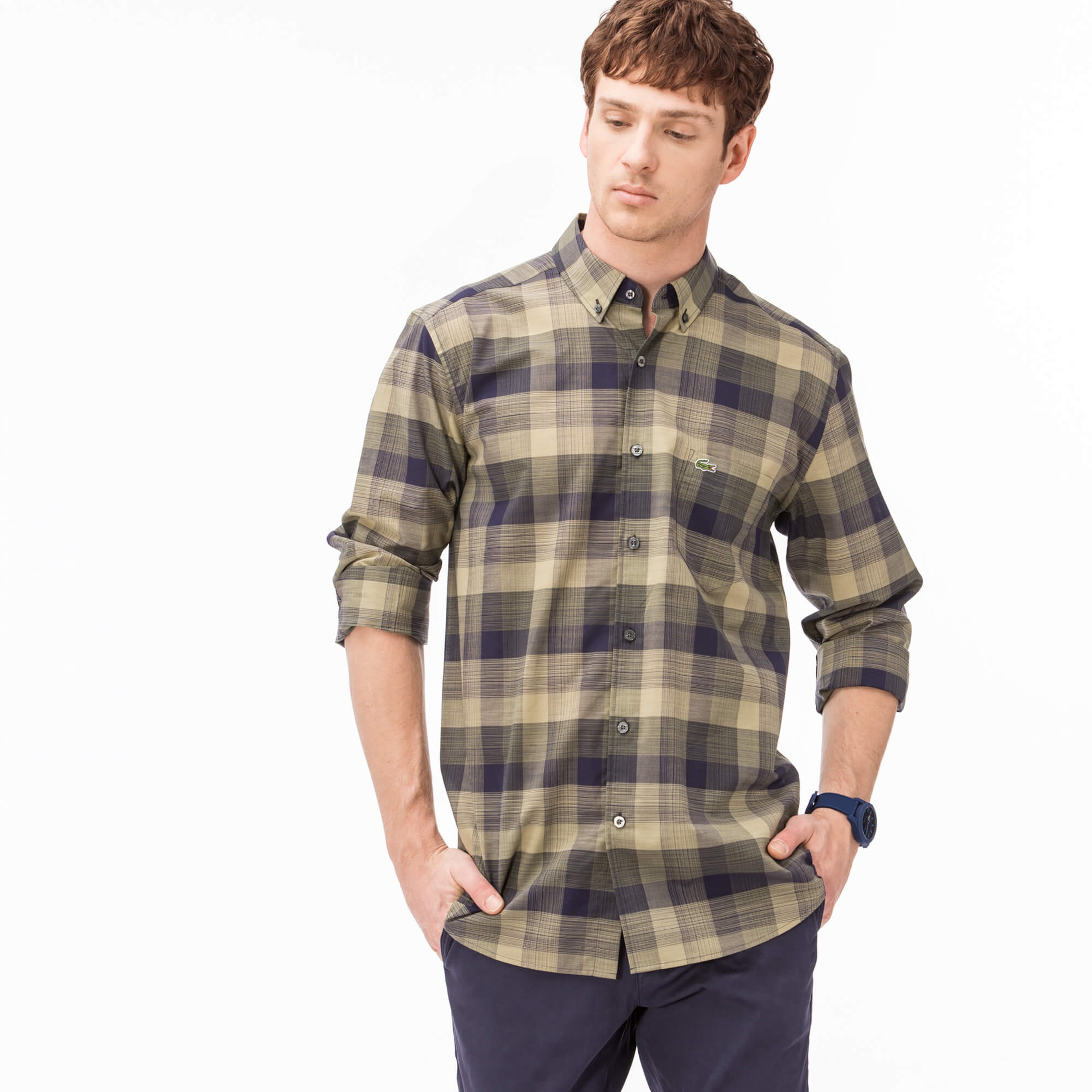 Lacoste Erkek Lacivert Regular Fit Uzun Kollu Gömlek