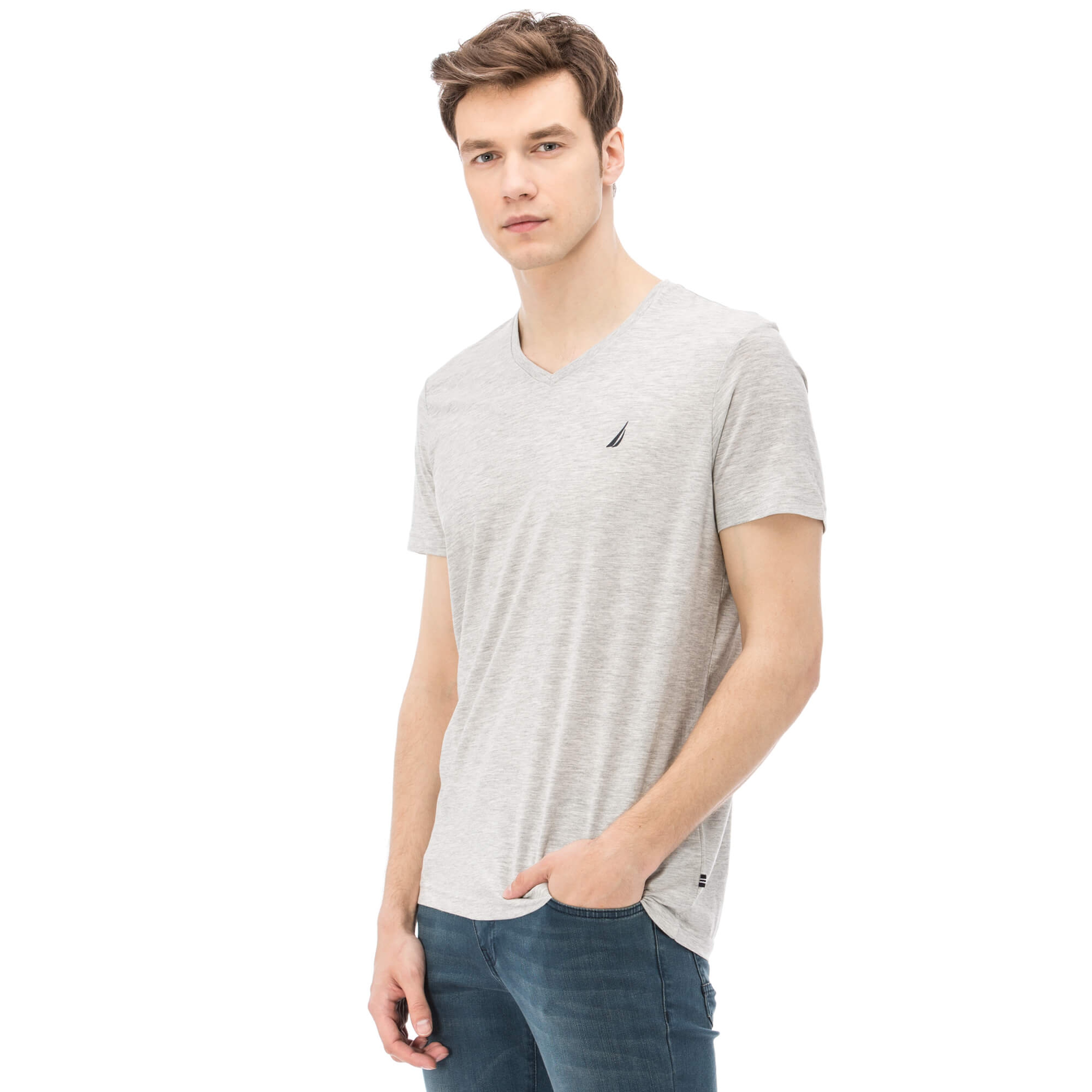 Nautica Erkek Gri Slim Fit T-Shirt