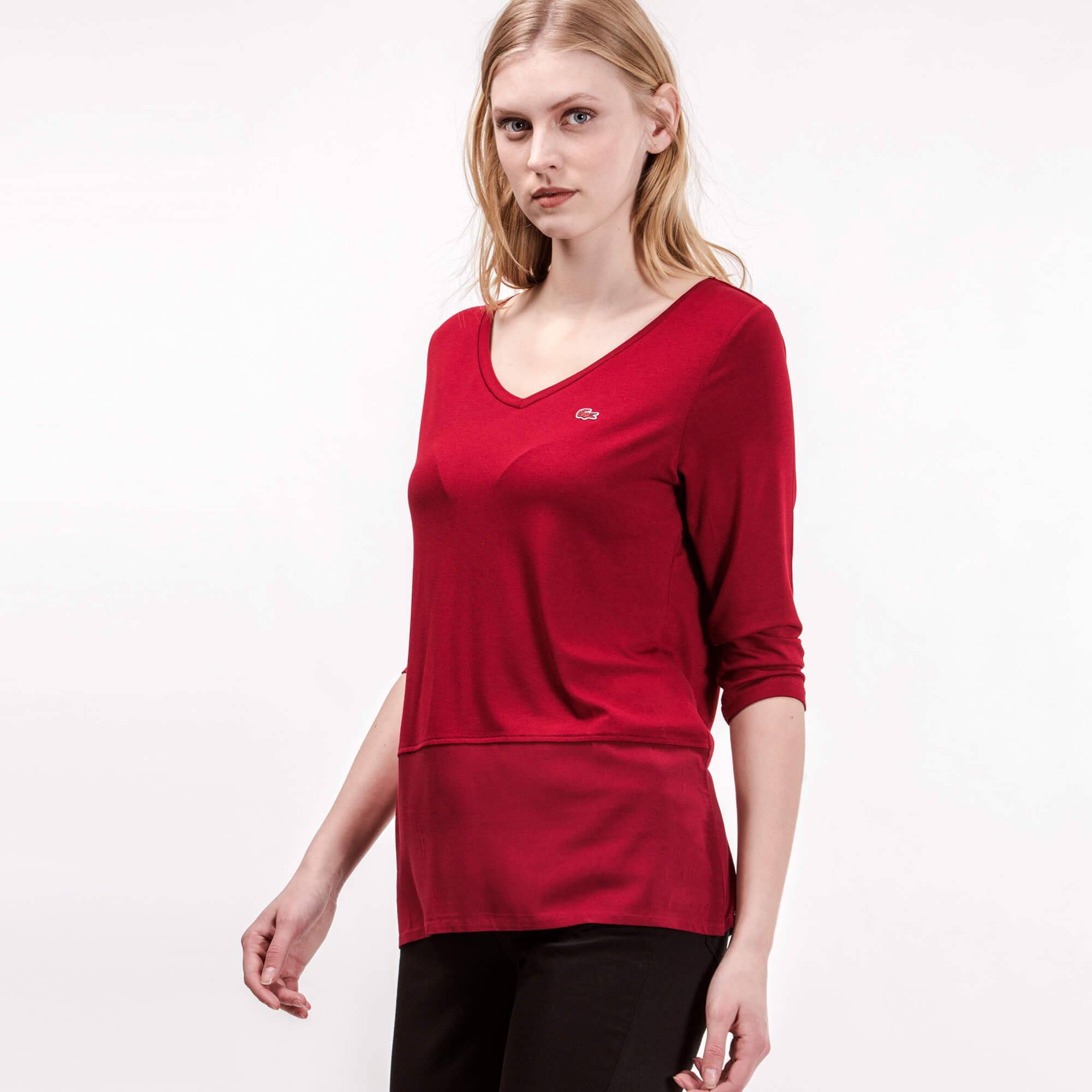 Lacoste Kadın Bordo Uzun Kollu T-Shirt