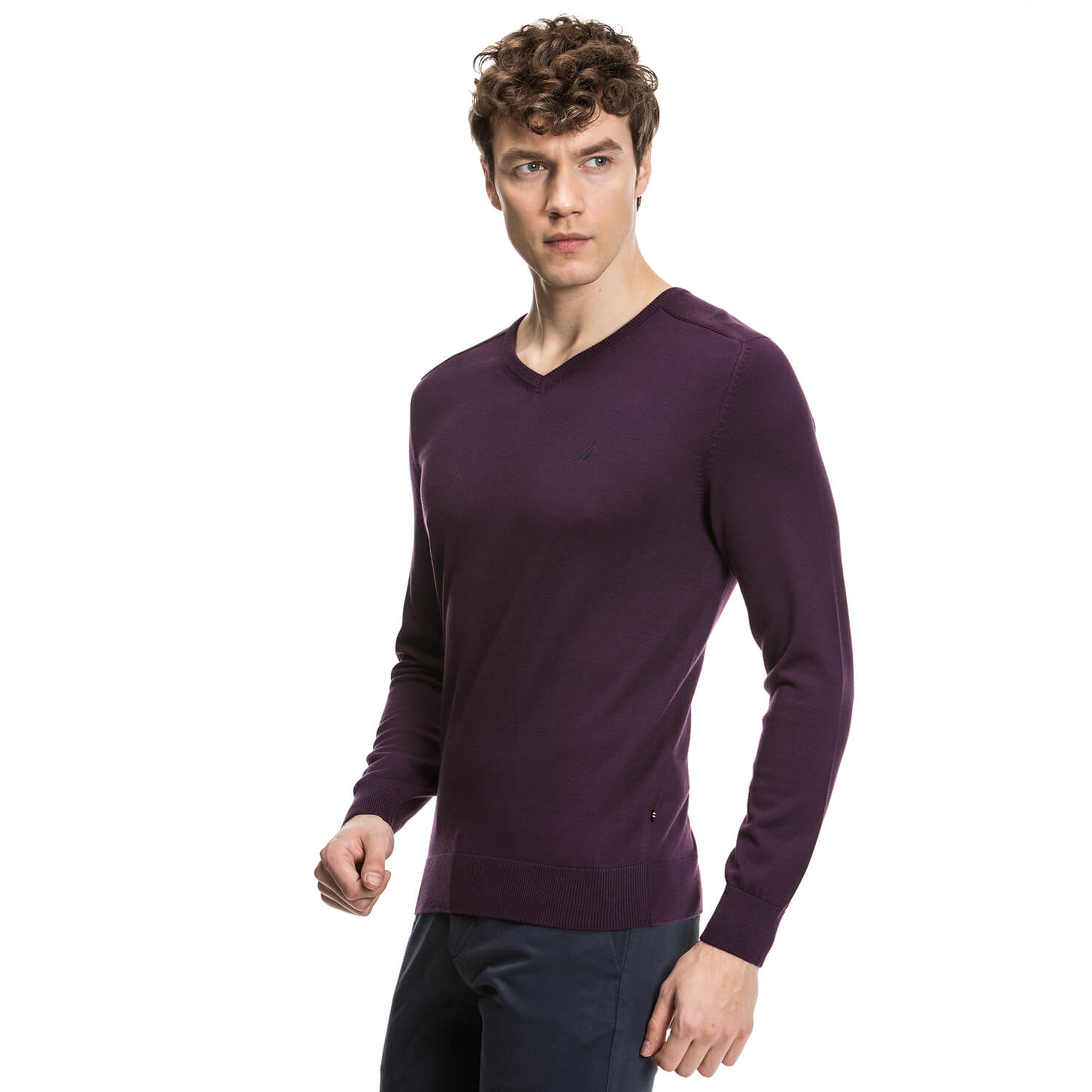 Nautica Erkek Mor Regular Fit Triko