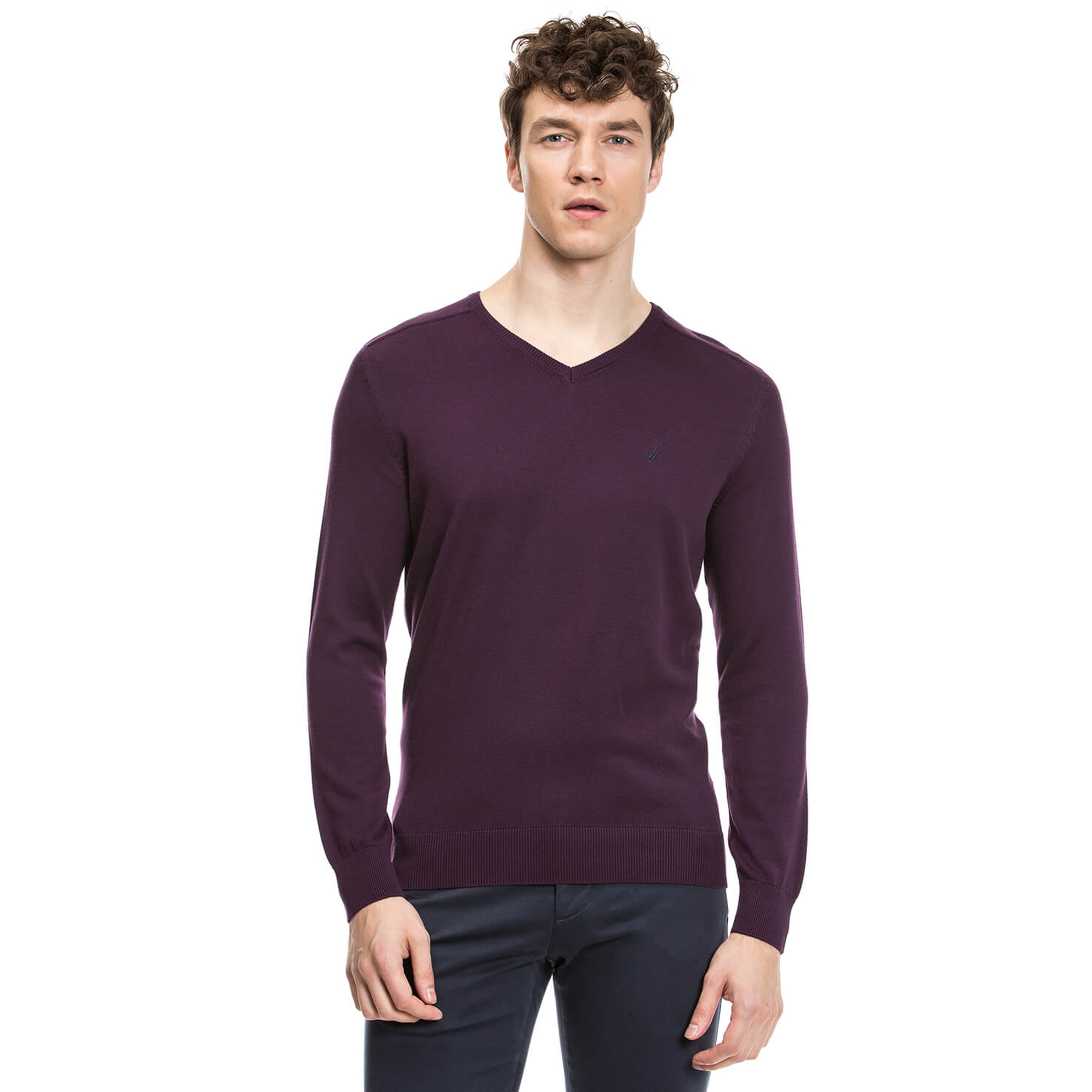 Nautica Erkek Mor Regular Fit Triko