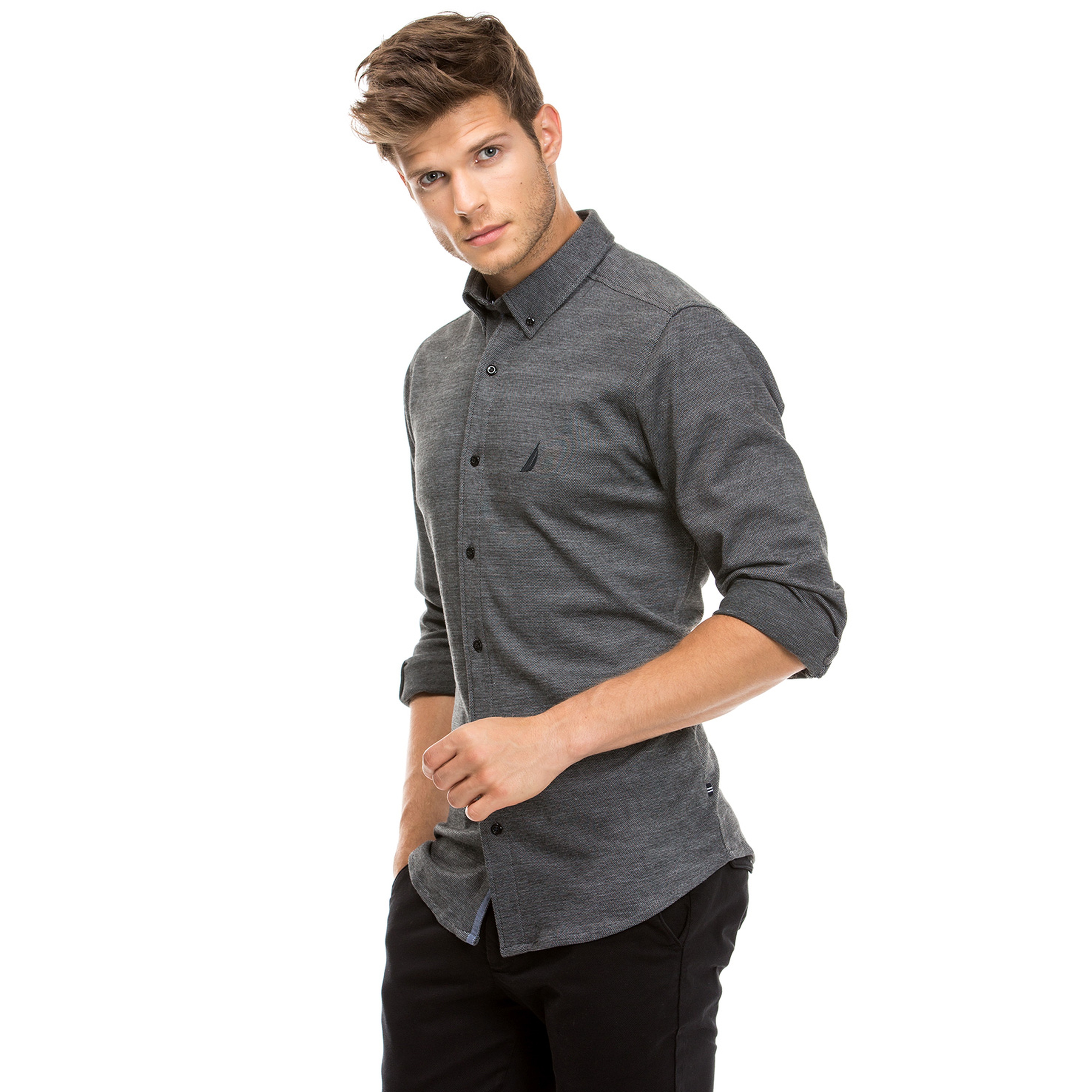 Nautica Erkek Gri Slim Fit Gömlek