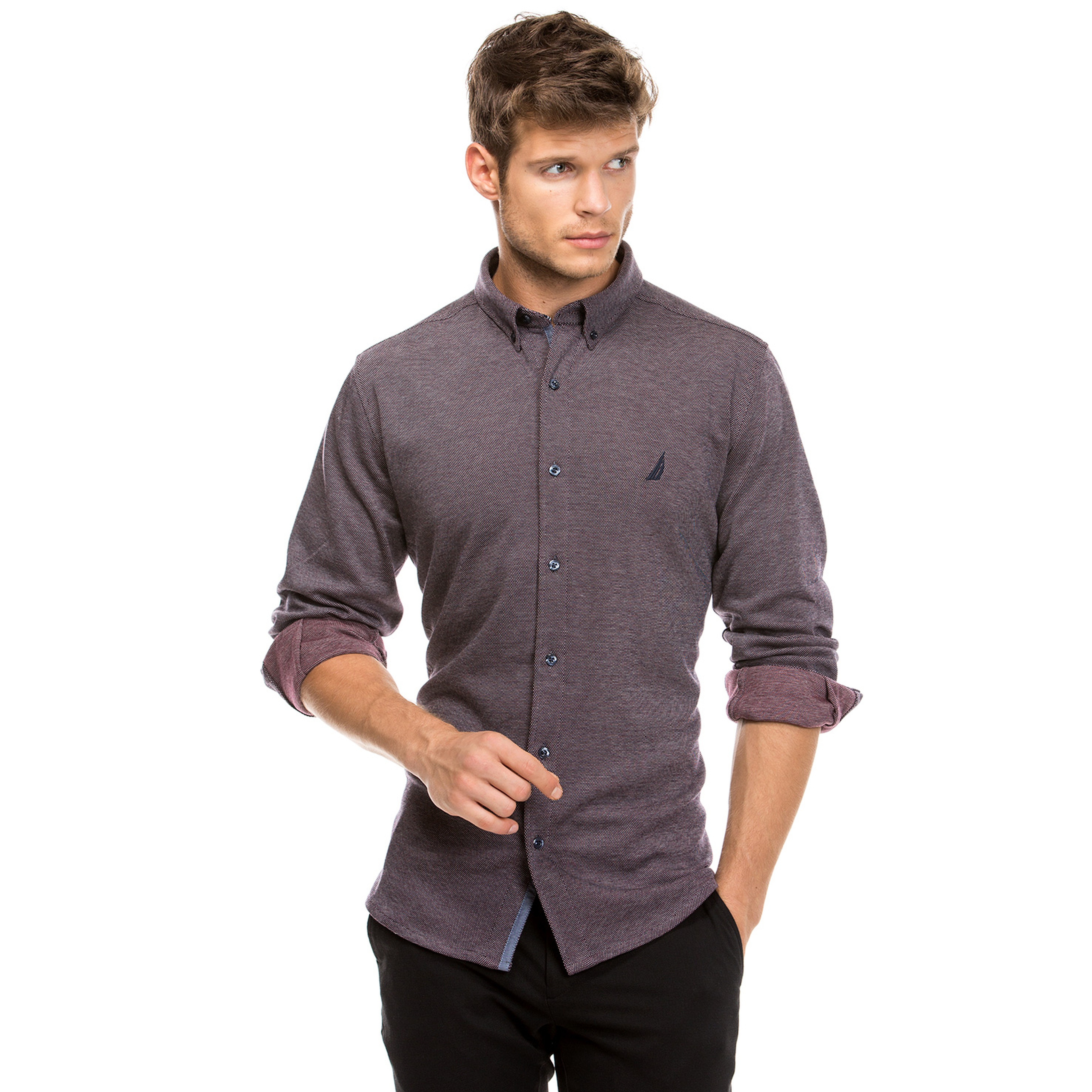 Nautica Erkek Bordo Slim Fit Gömlek