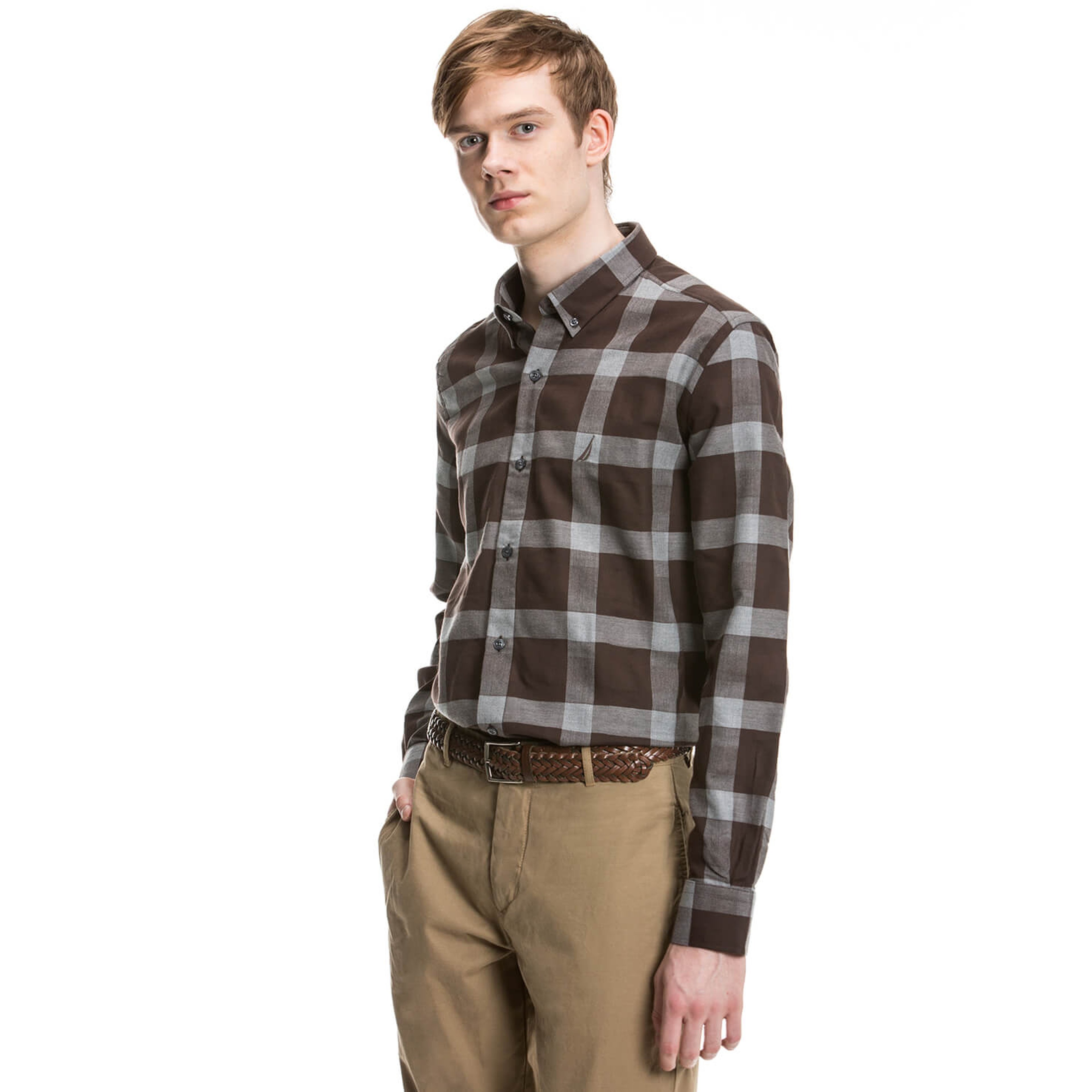 Nautica Erkek Kahverengi Uzun Kollu Slim Fit Gömlek