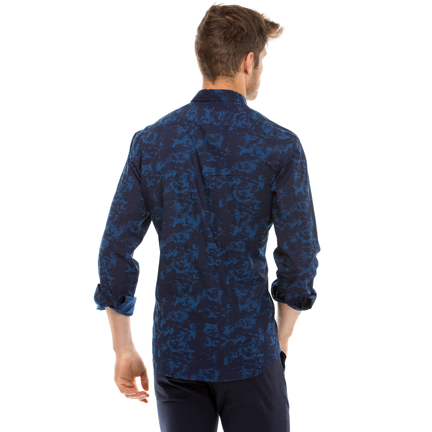 Nautica Erkek Lacivert Uzun Kollu Slim Fit Gömlek