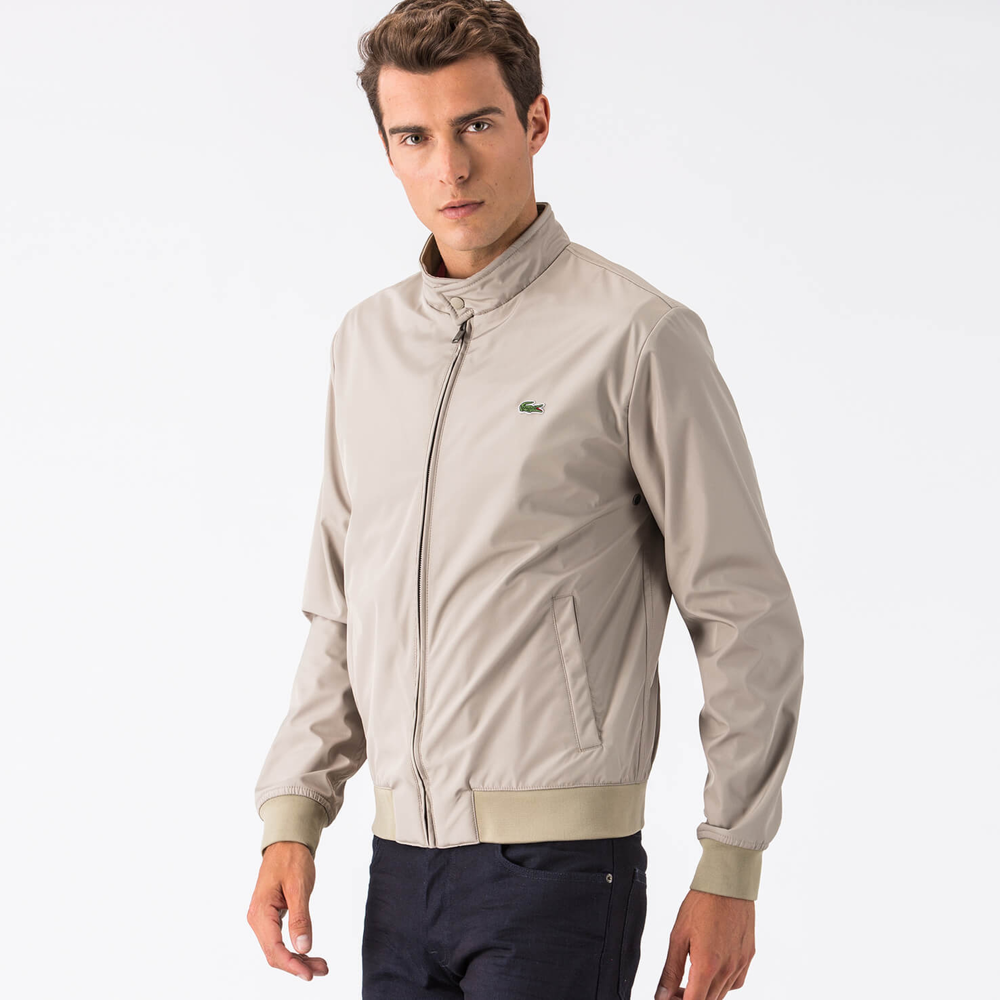 Lacoste Krem Rengi Düz Erkek Mont