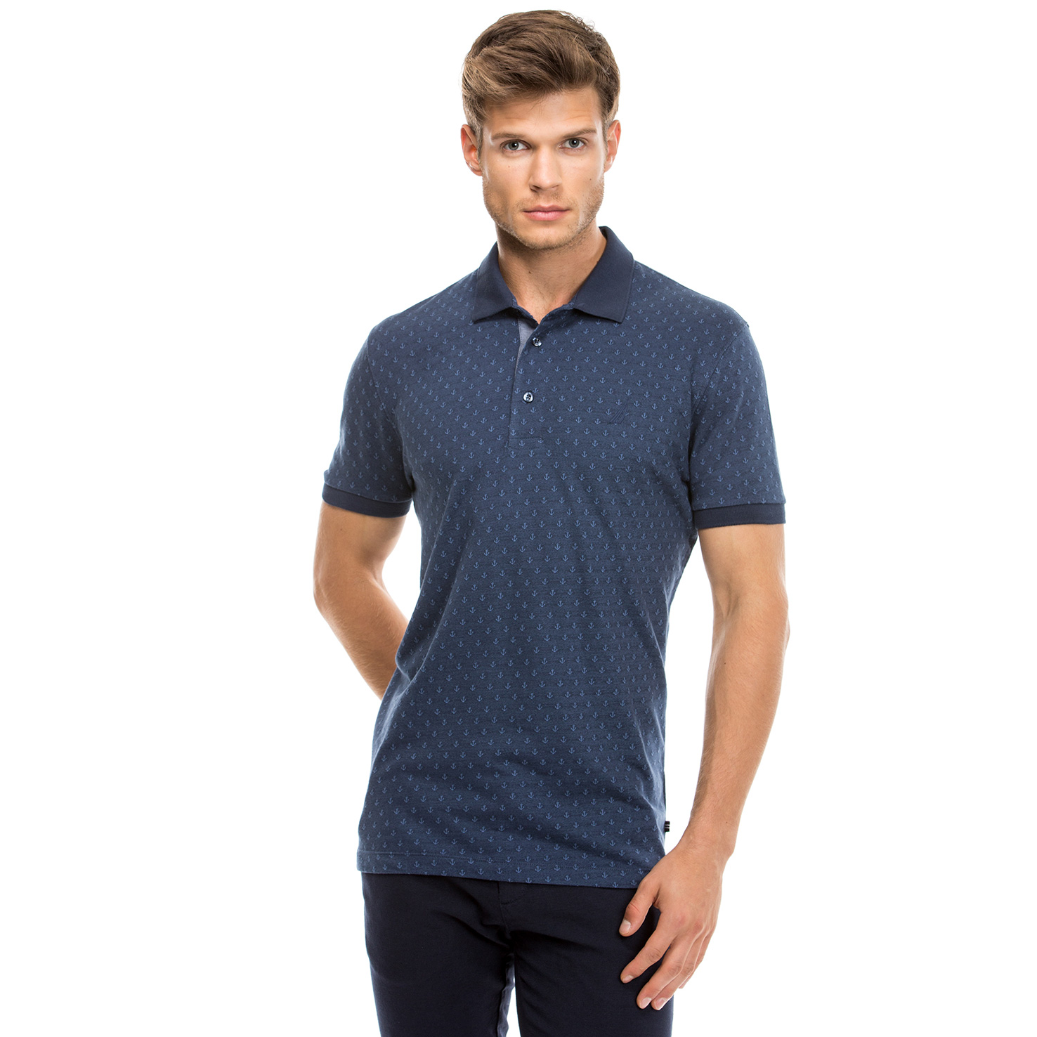 Nautica Erkek Lacivert Kısa Kollu Slim Fit Polo