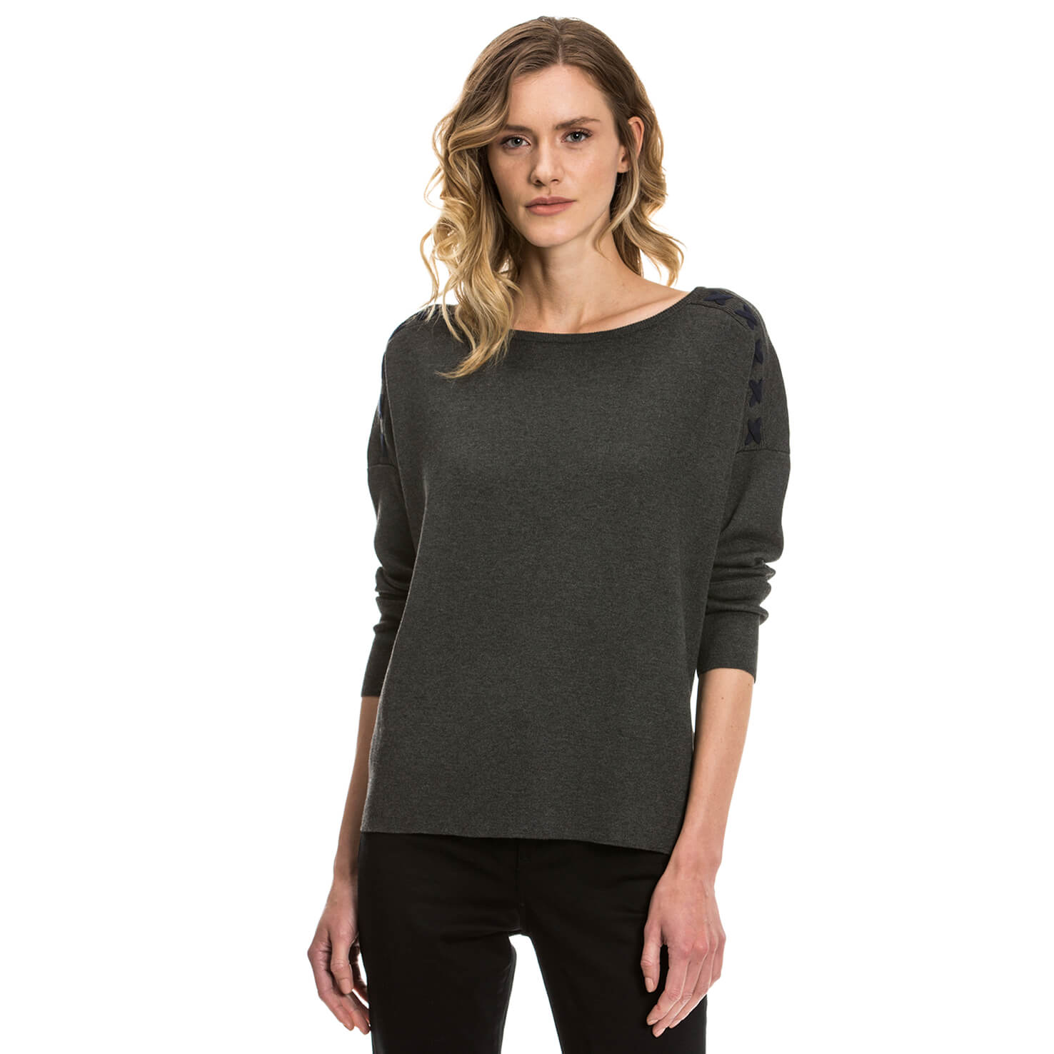 Nautica Kadın Gri Regular Fit Triko