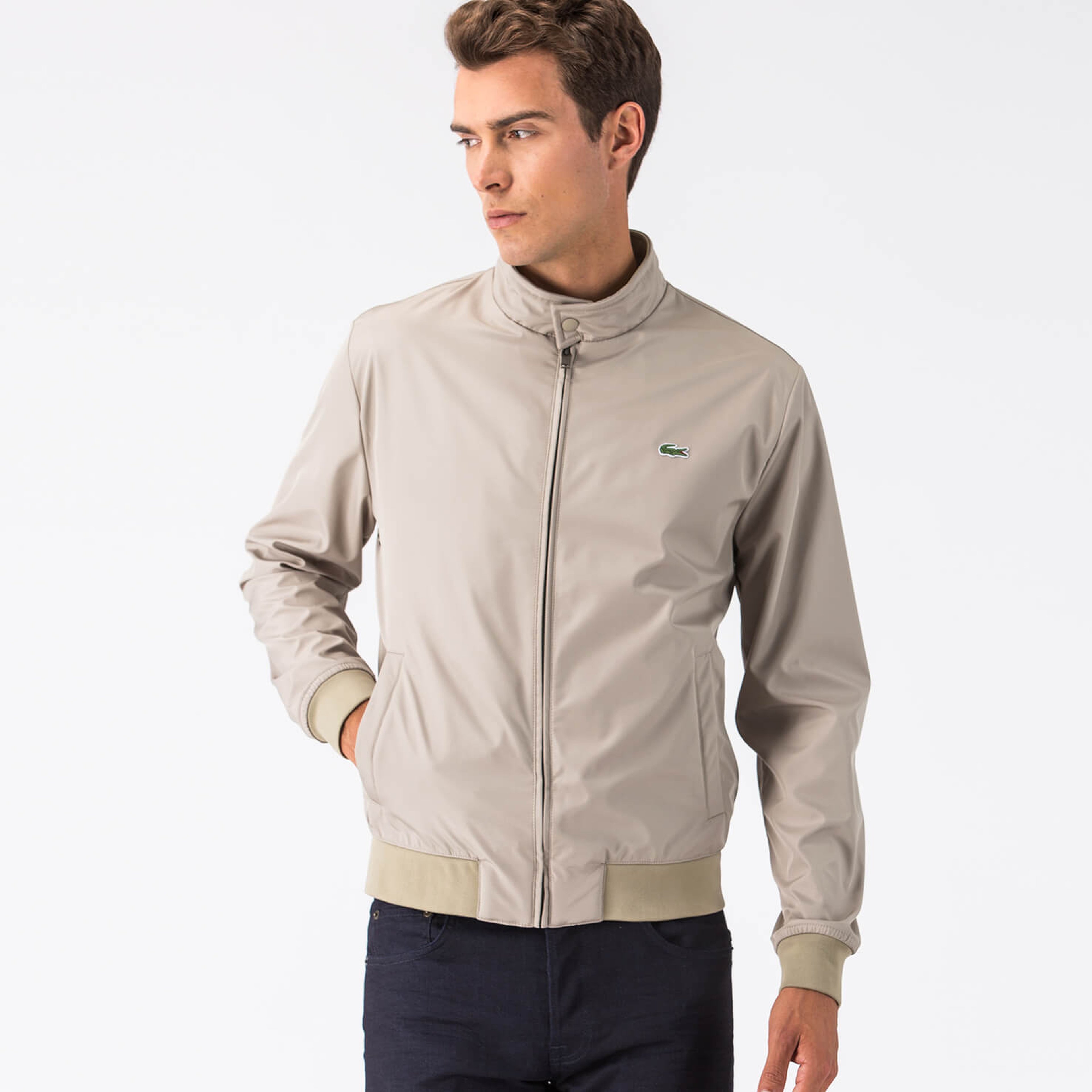 Lacoste Krem Rengi Düz Erkek Mont