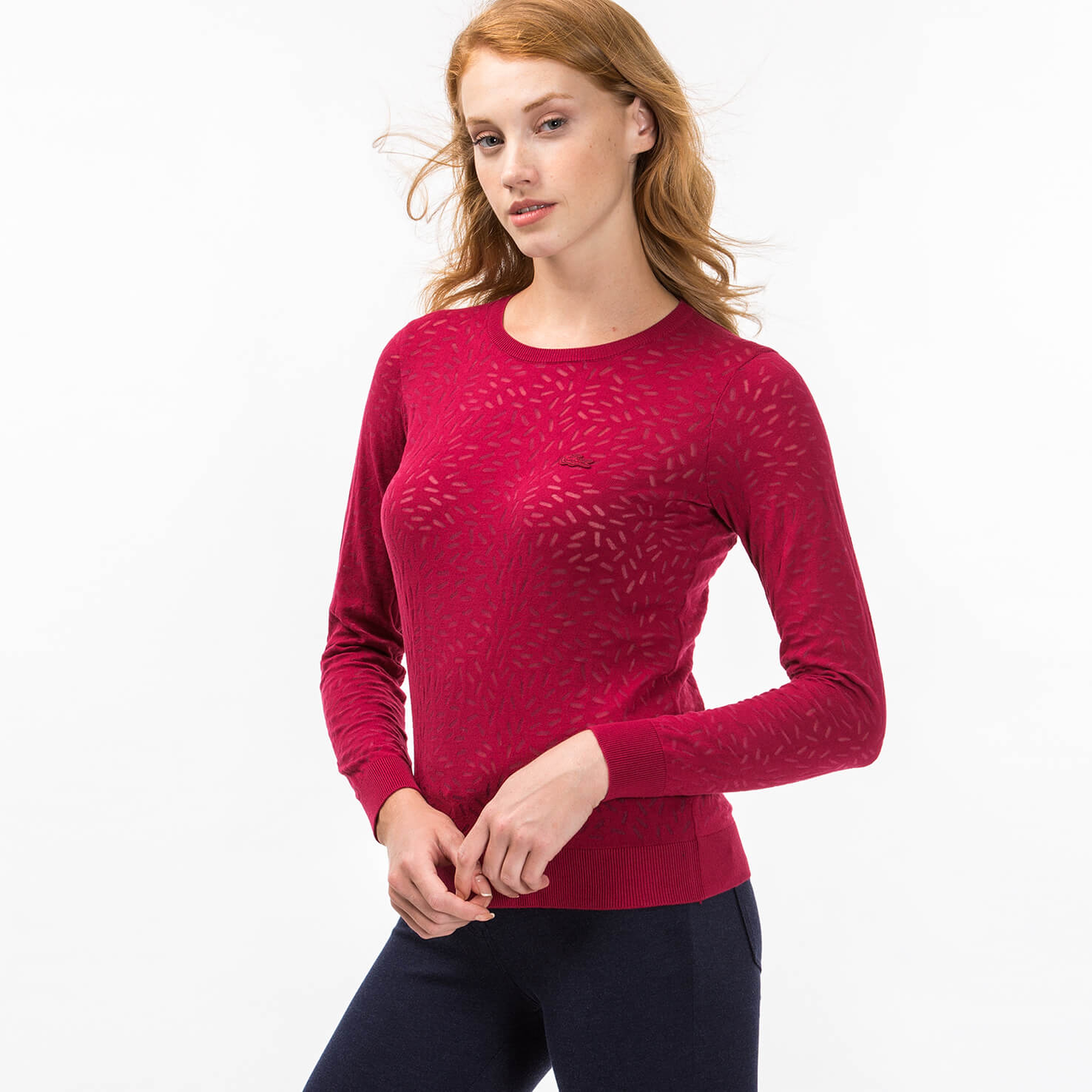 Lacoste Uzun Kollu Bordo Kadın Triko