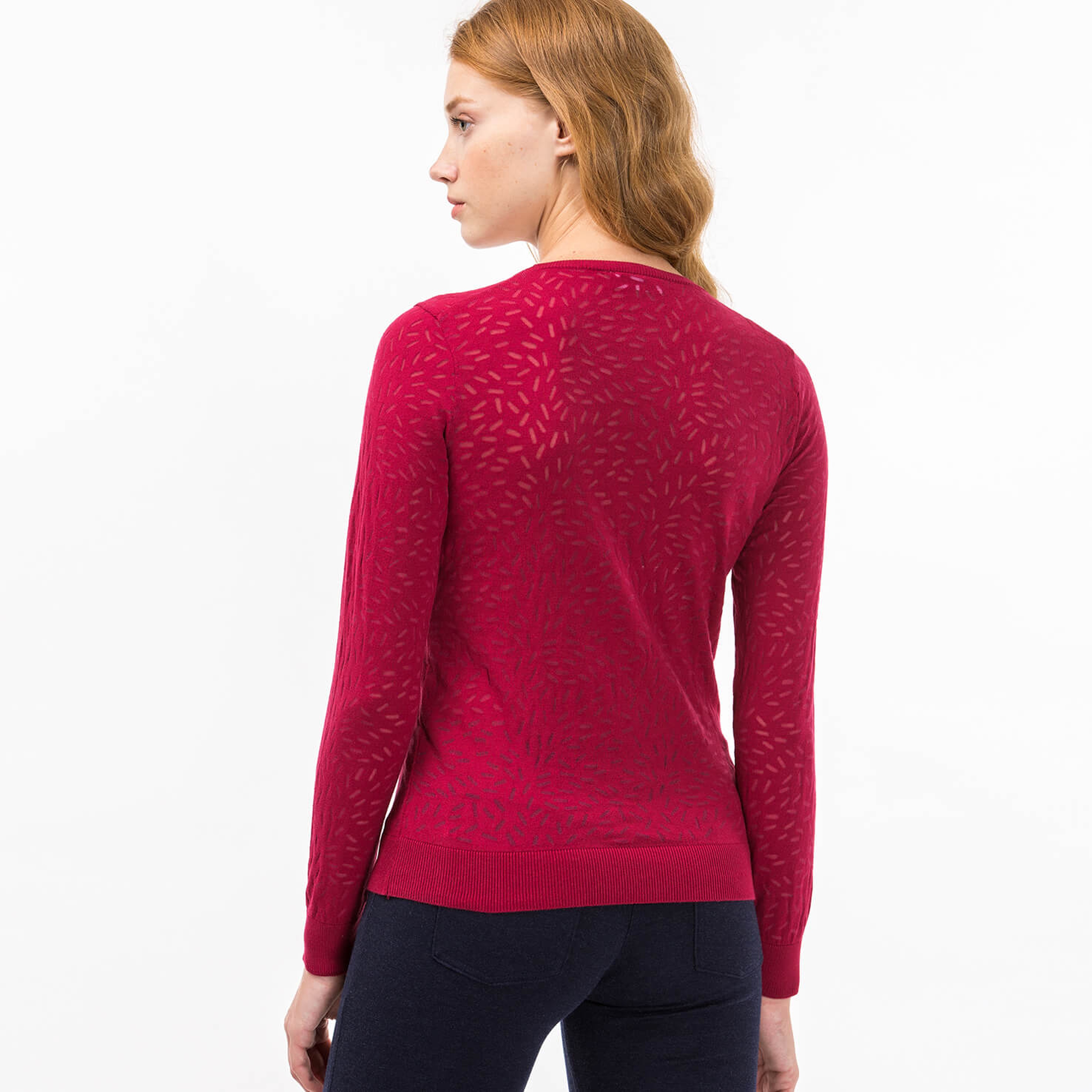 Lacoste Uzun Kollu Bordo Kadın Triko