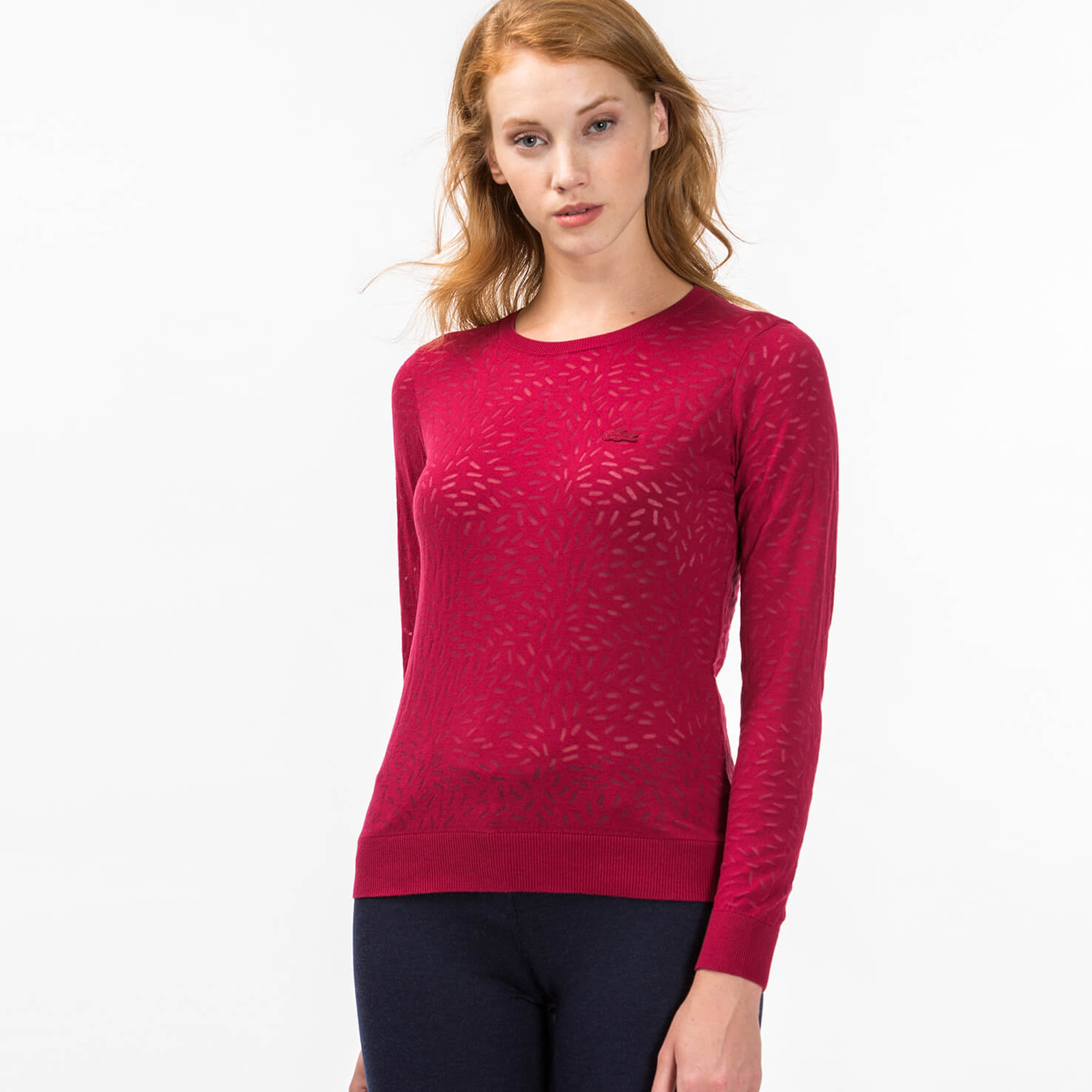 Lacoste Uzun Kollu Bordo Kadın Triko