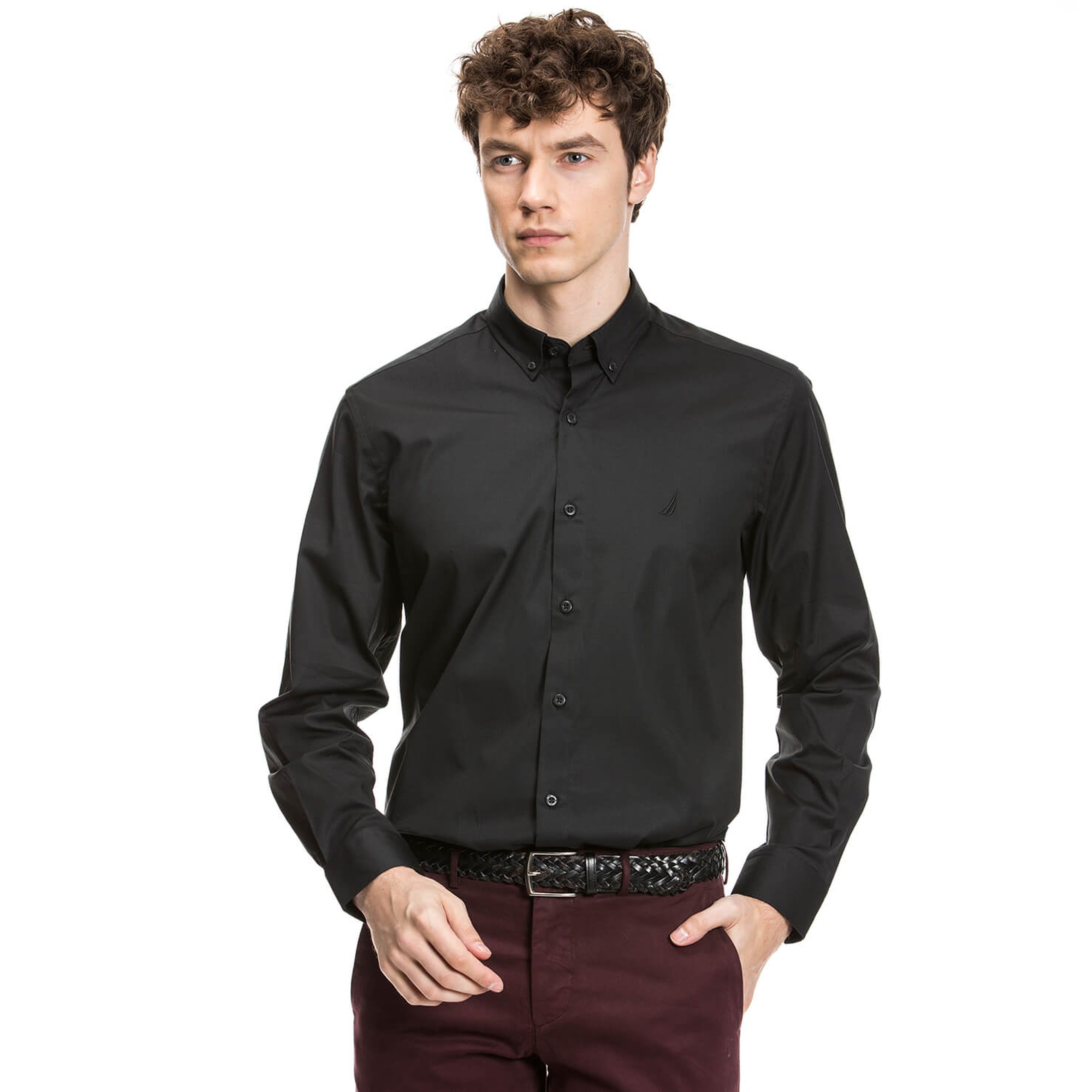 Nautica Erkek Siyah Uzun Kollu Slim Fit Gömlek