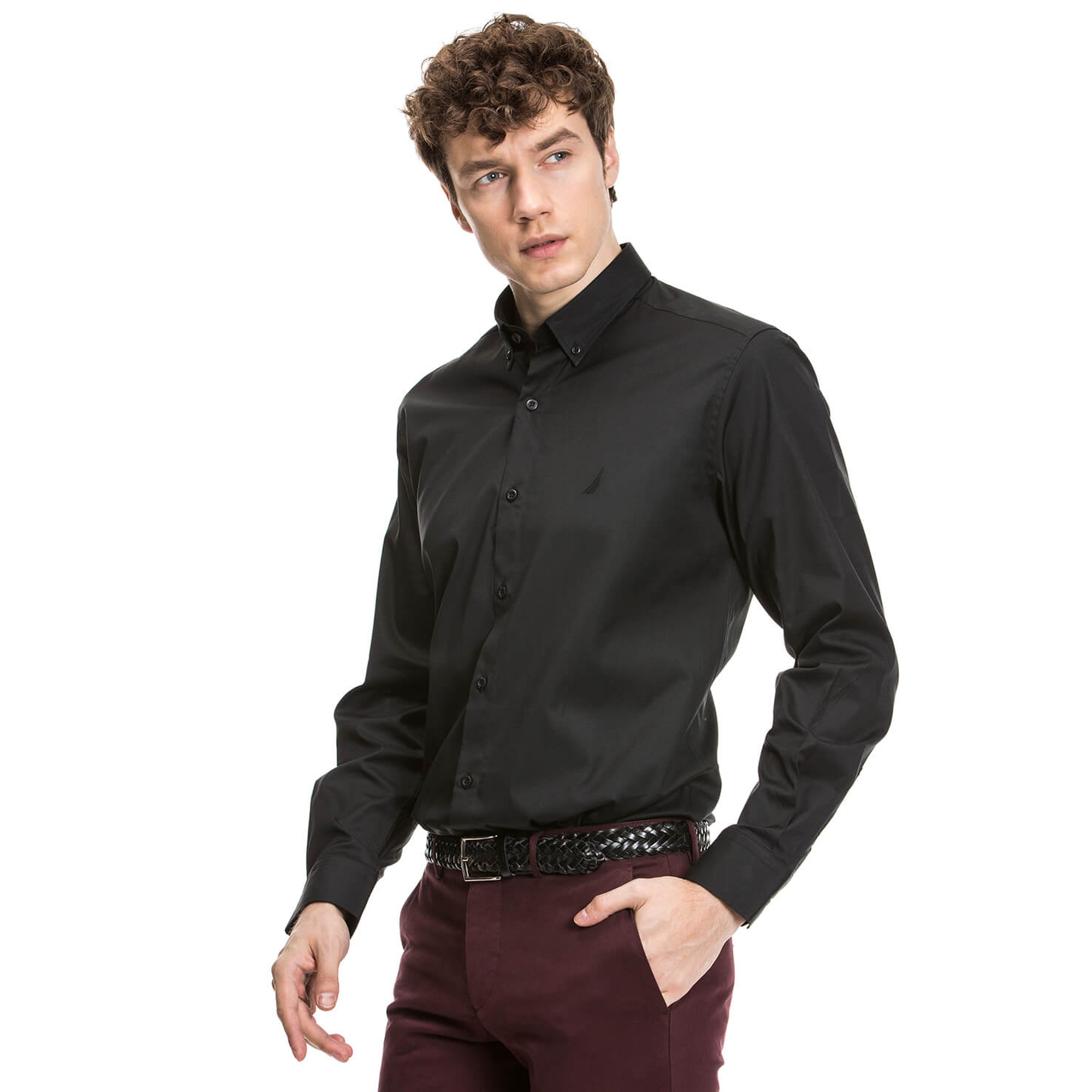 Nautica Erkek Siyah Uzun Kollu Slim Fit Gömlek