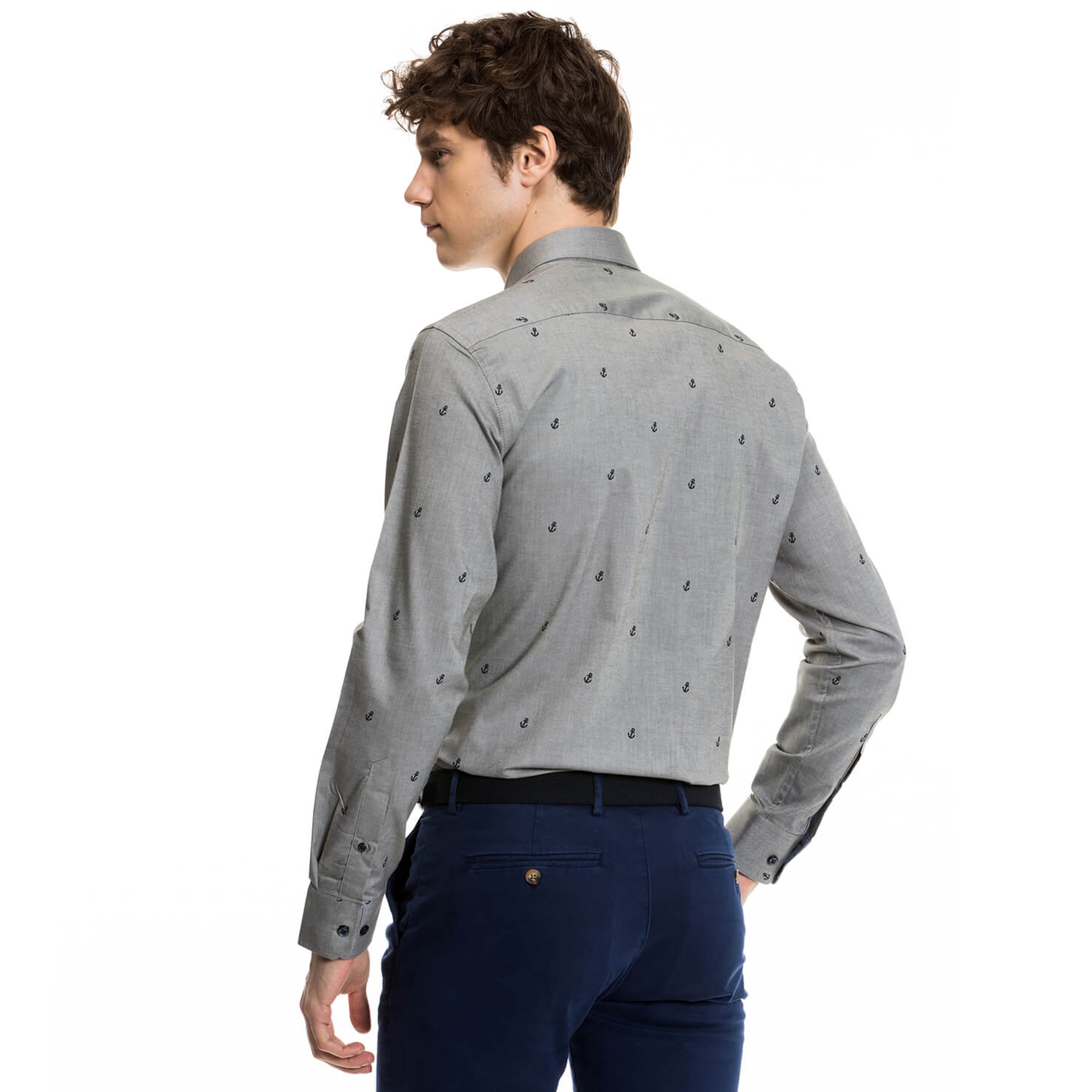 Nautica Erkek Mavi Uzun Kollu Slim Fit Gömlek