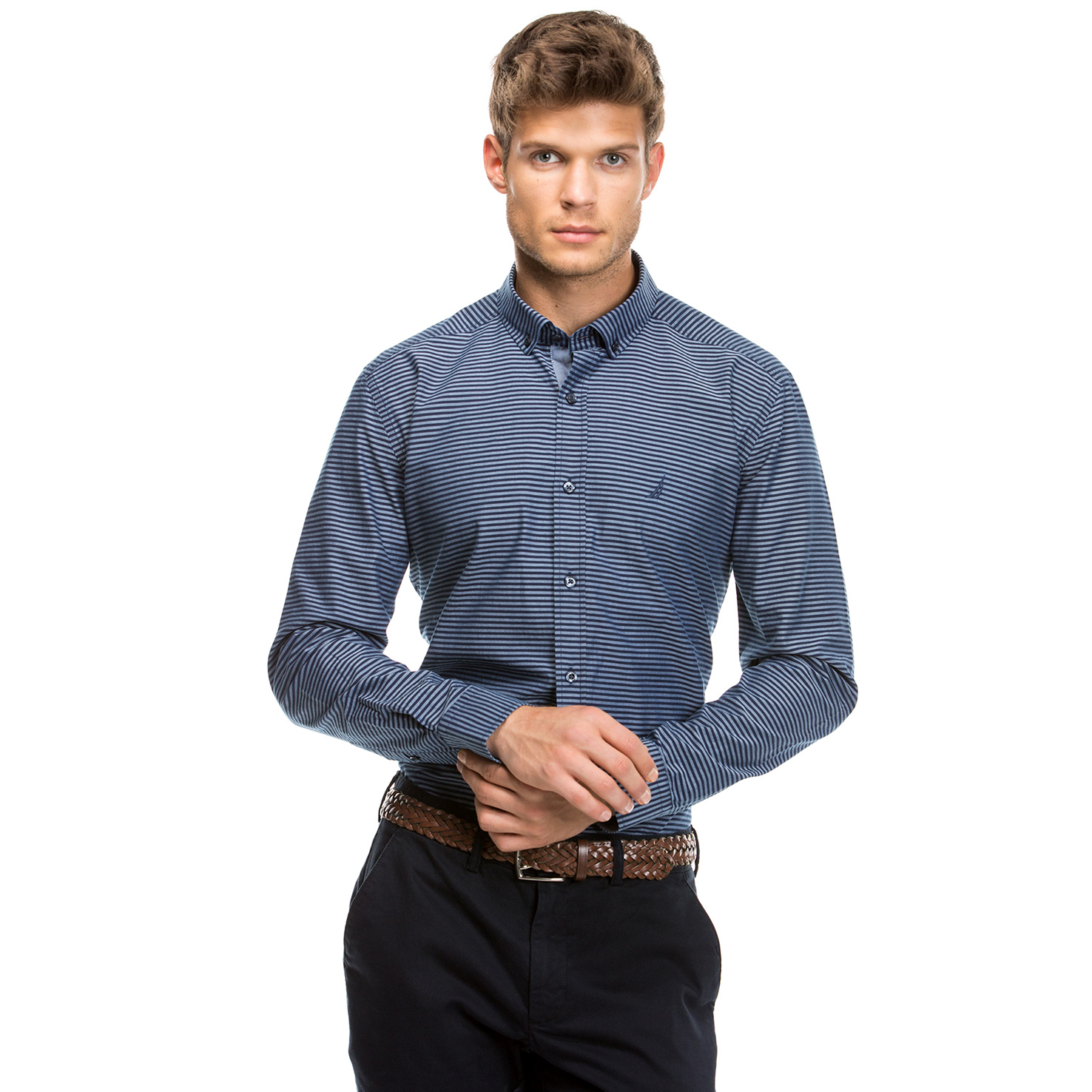 Nautica Erkek Lacivert Uzun Kollu Slim Fit Gömlek