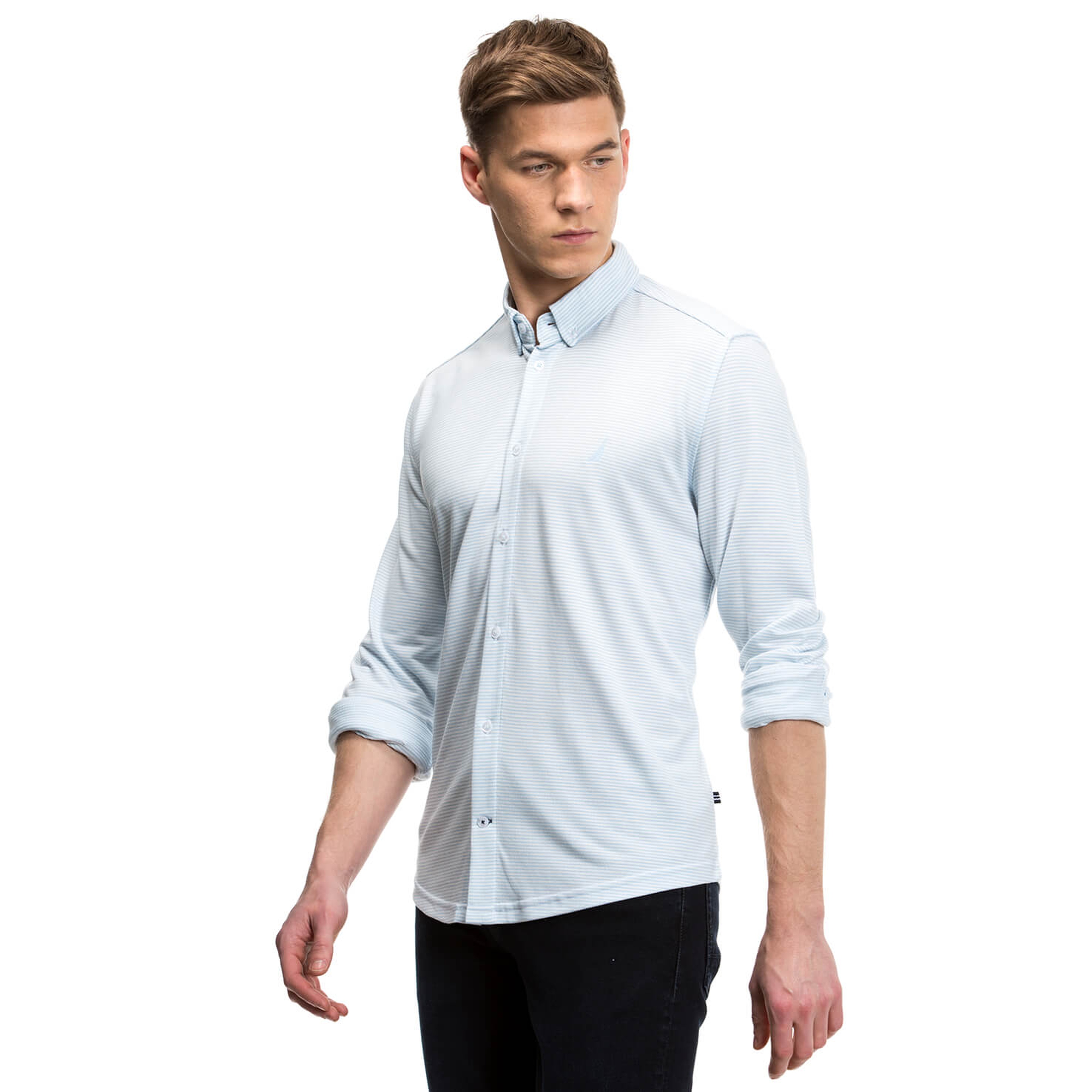 Nautica Erkek Mavi Uzun Kollu Slim Fit Gömlek