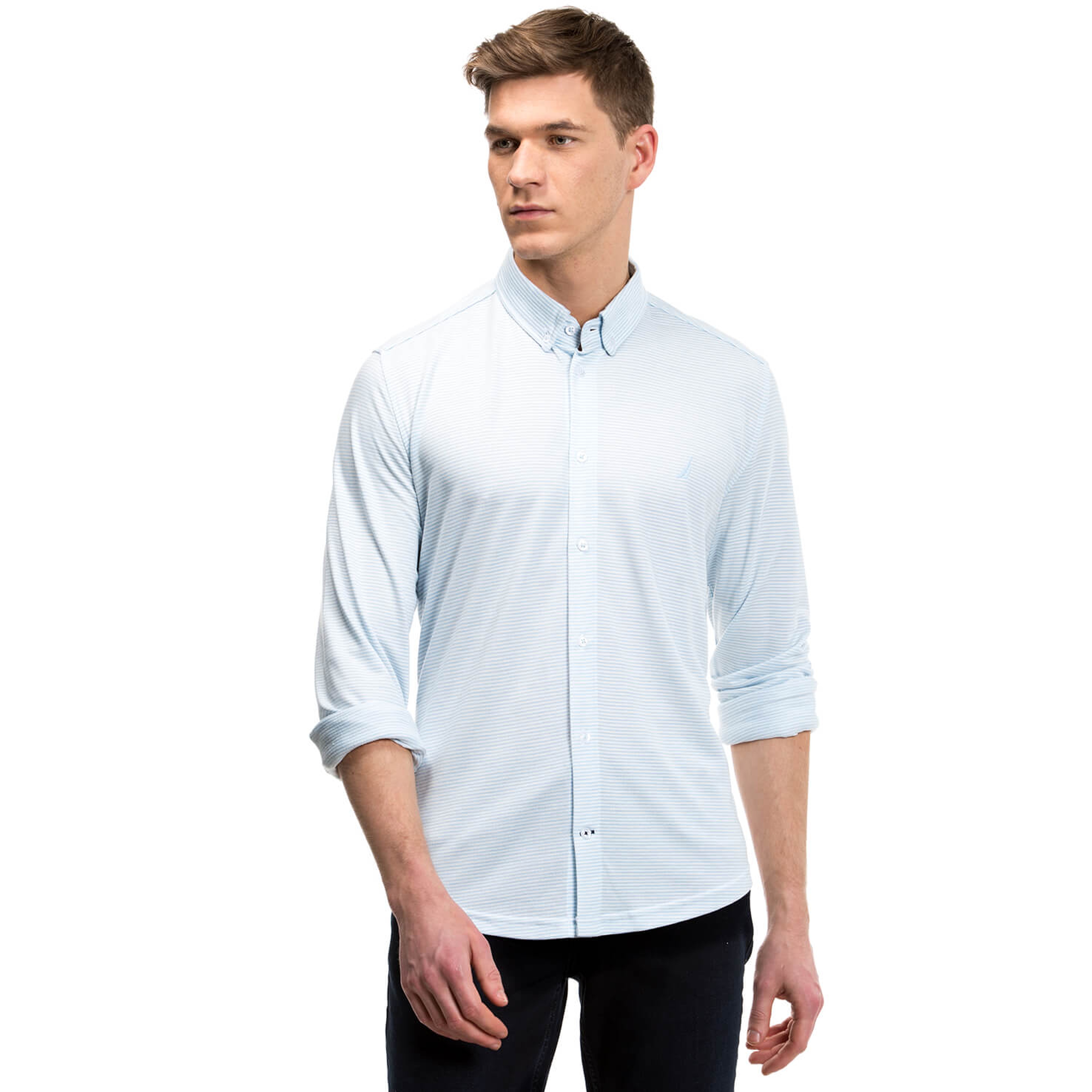 Nautica Erkek Mavi Uzun Kollu Slim Fit Gömlek