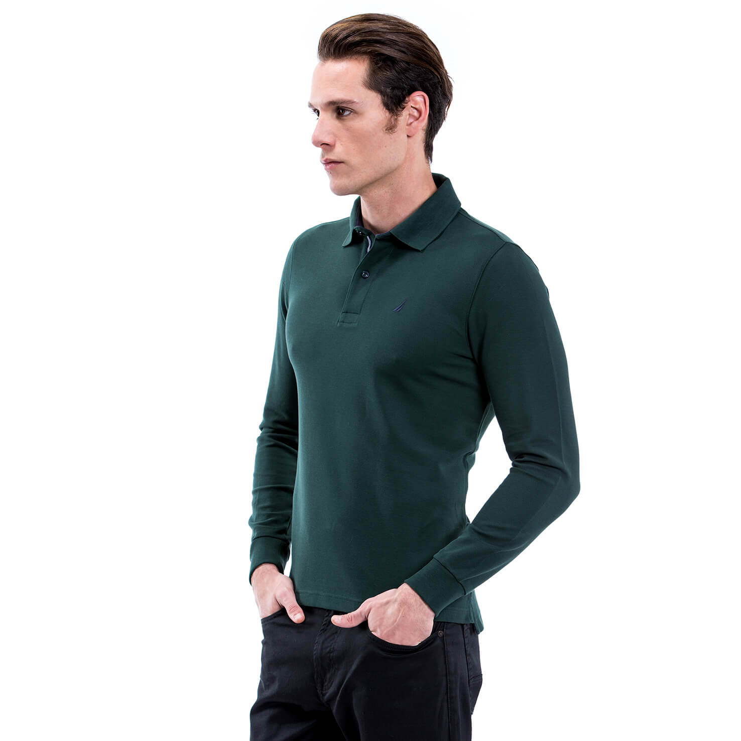 Nautica Erkek Yeşil Uzun Kollu Regular Fit Polo