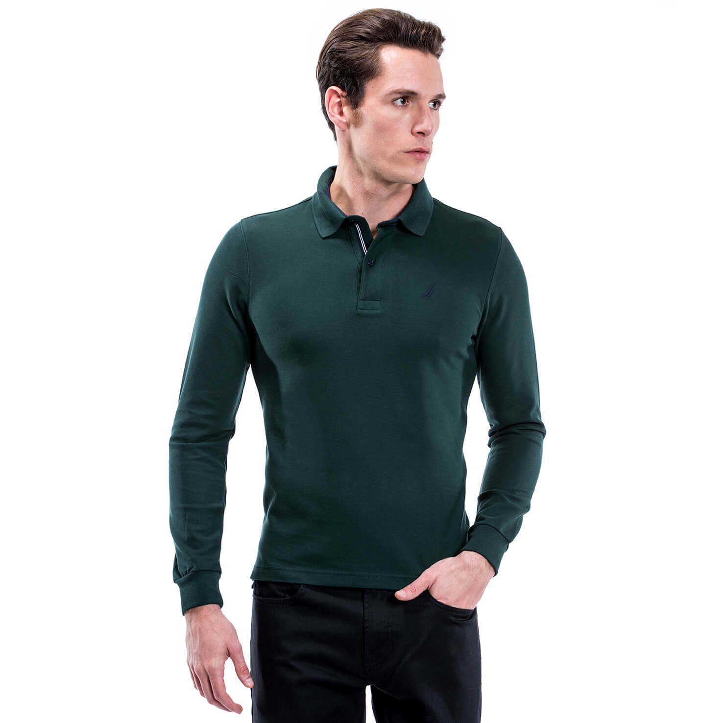 Nautica Erkek Yeşil Uzun Kollu Regular Fit Polo