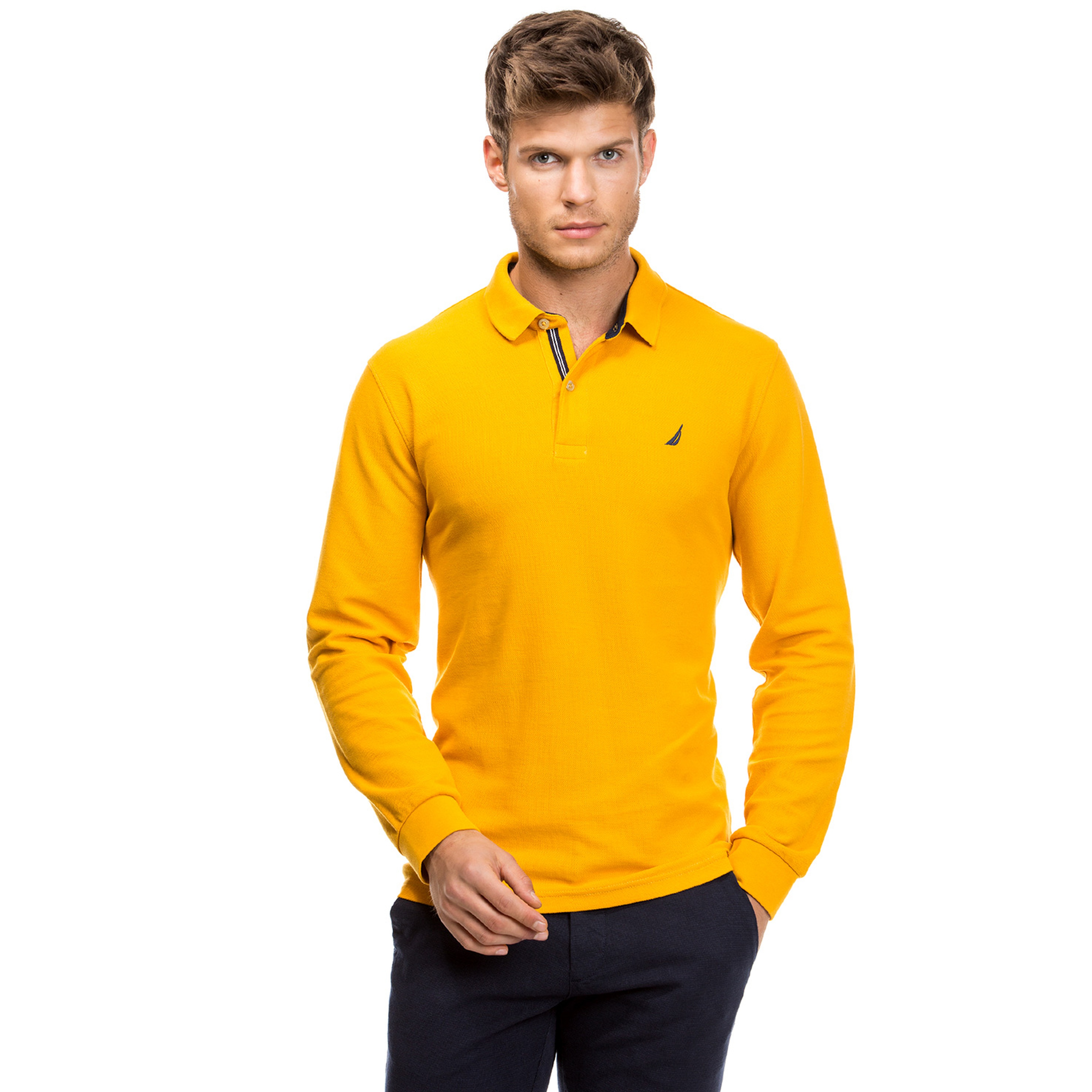 Nautica Erkek Sarı Uzun Kollu Regular Fit Polo