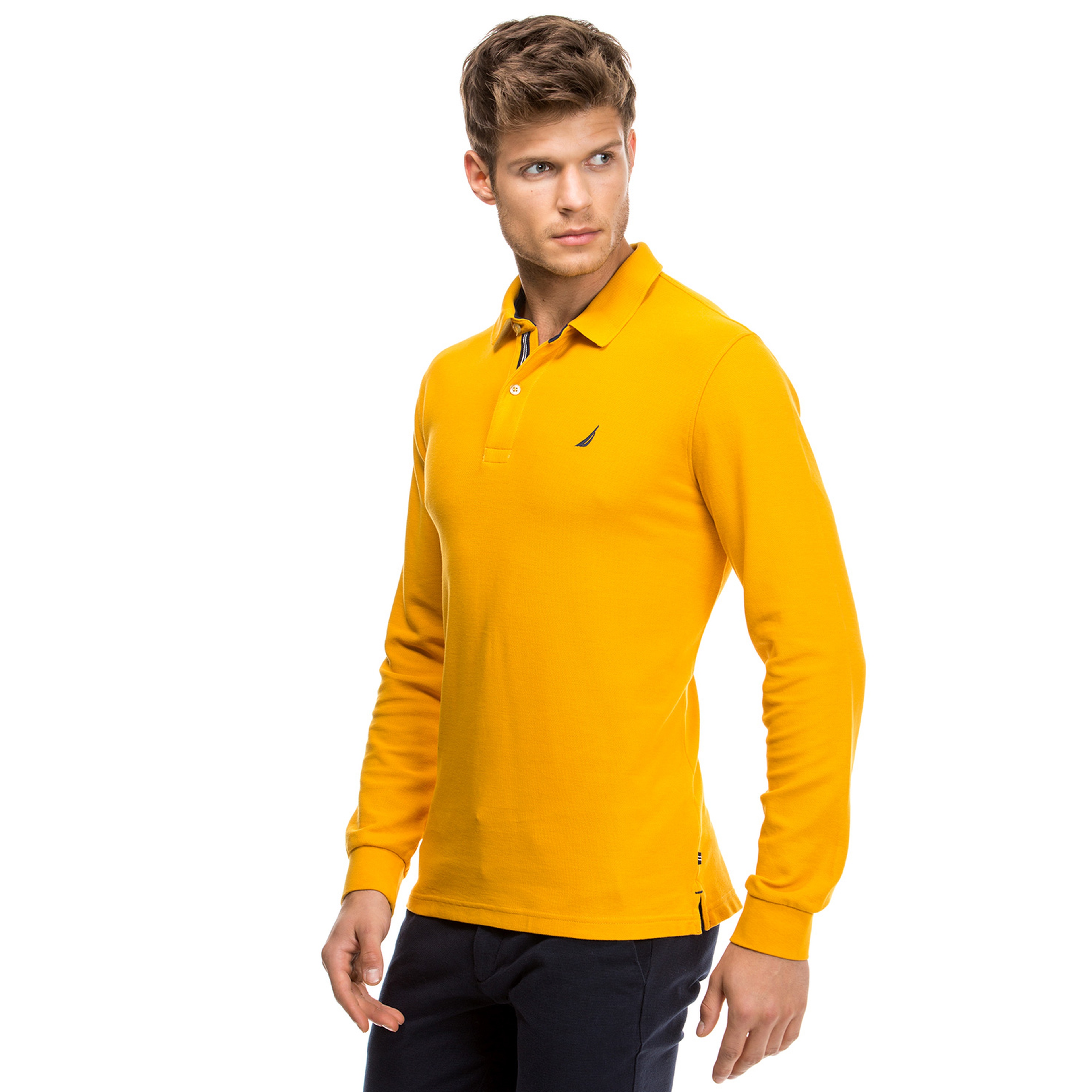 Nautica Erkek Sarı Uzun Kollu Regular Fit Polo