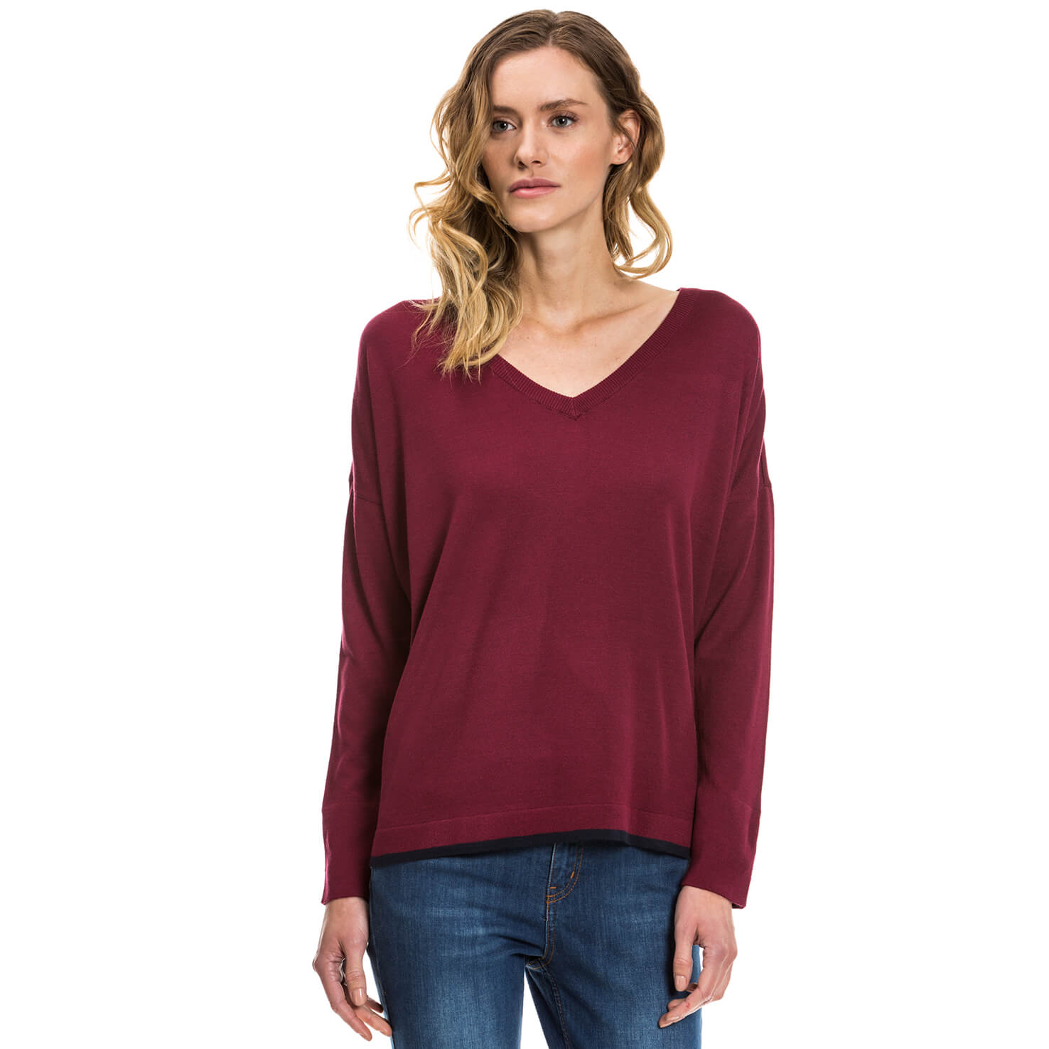 Nautica Kadın Bordo Regular Fit Triko