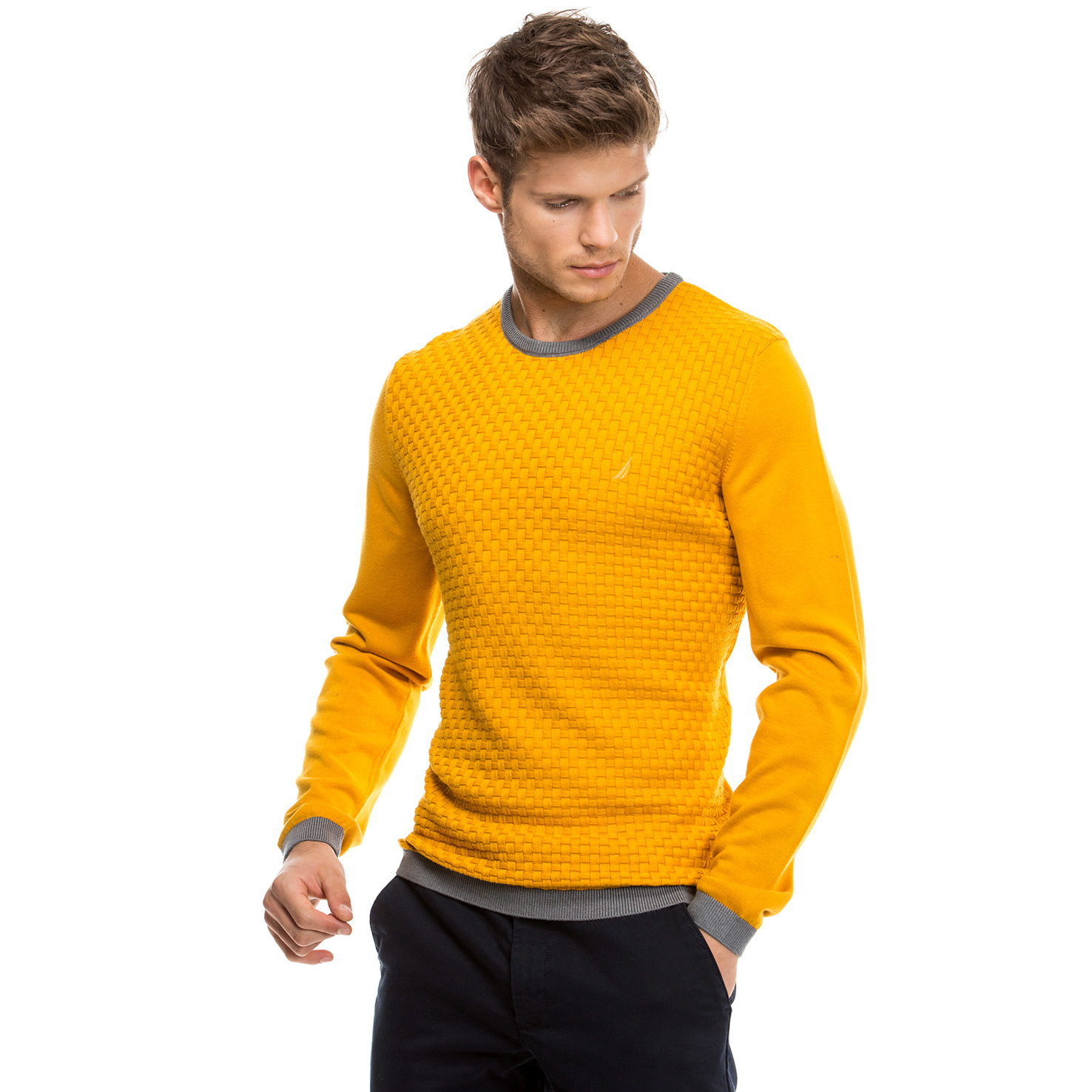 Nautica Erkek Sarı Regular Fit Triko