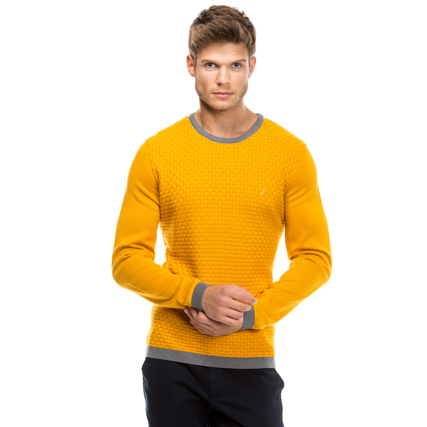 Nautica Erkek Sarı Regular Fit Triko