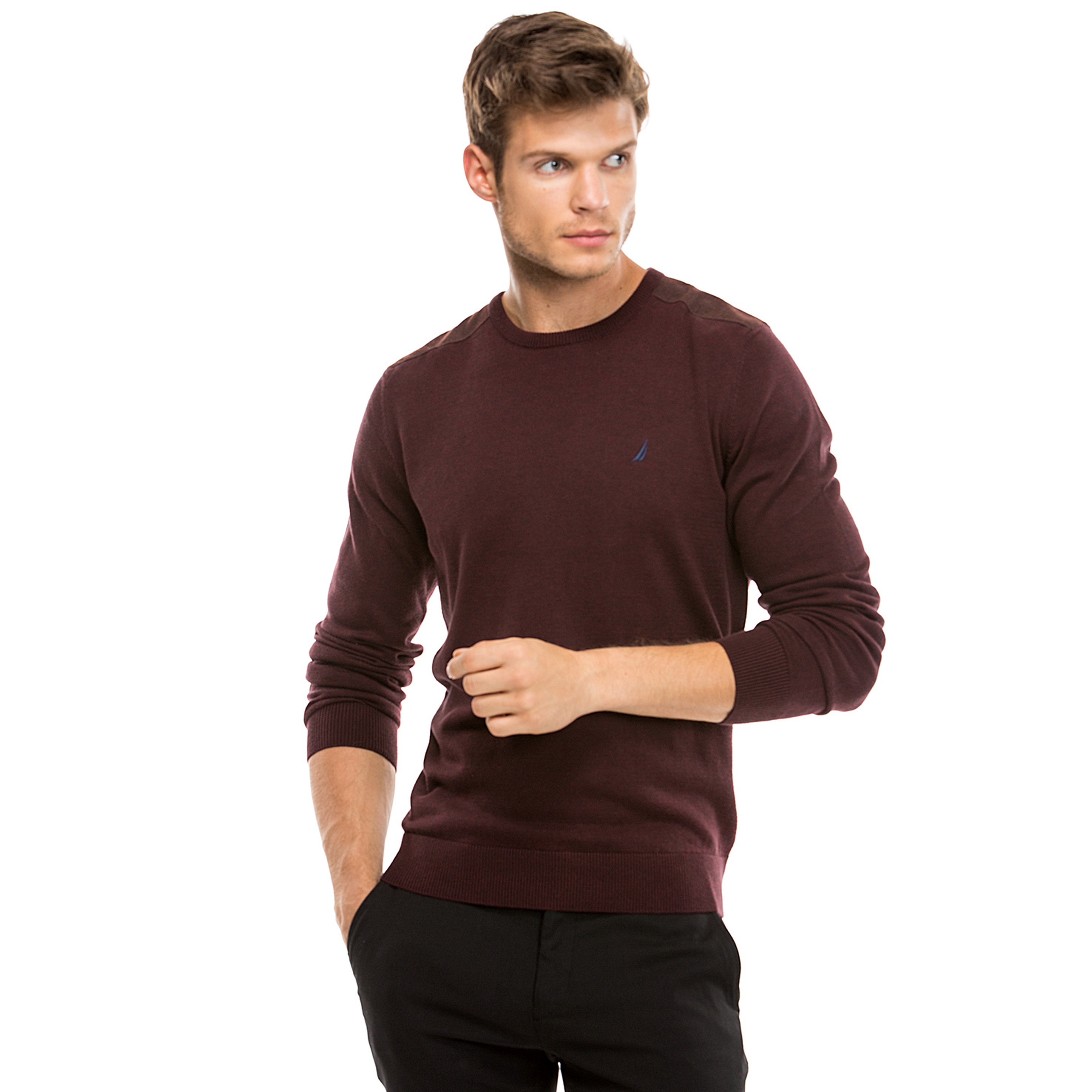 Nautica Erkek Bordo Regular Fit Triko