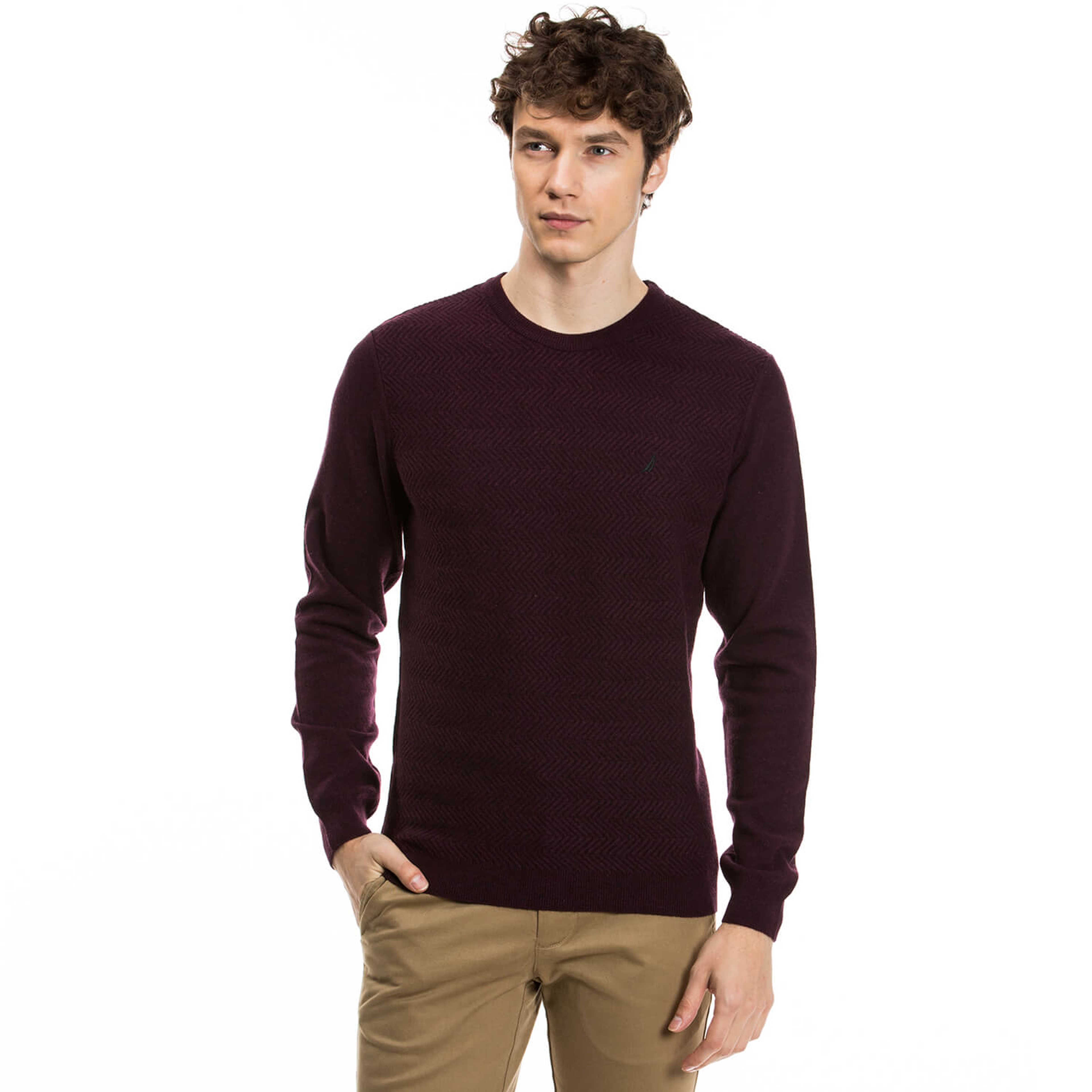 Nautica Erkek Regular Fit Bordo Triko