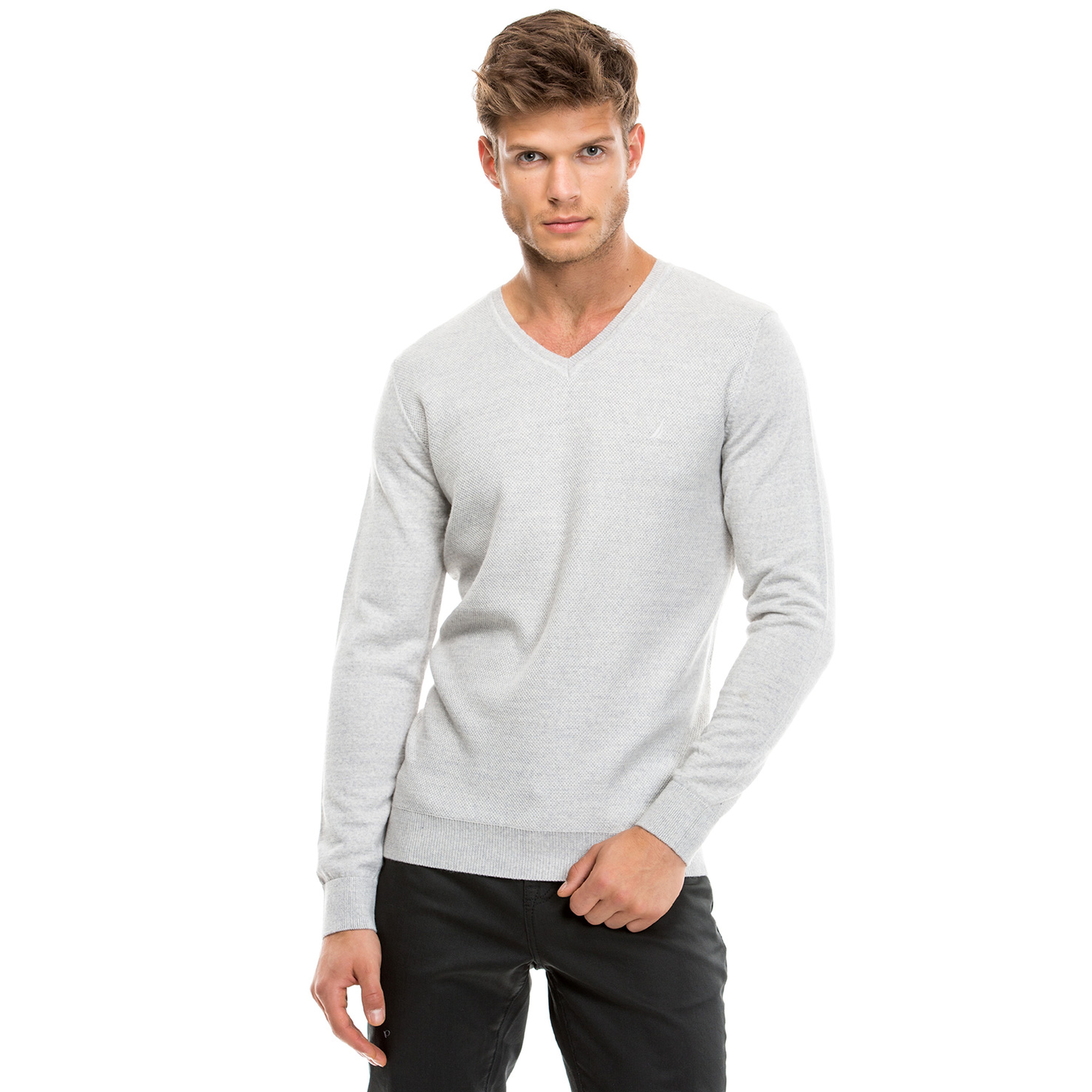 Nautica Erkek Gri Regular Fit Triko