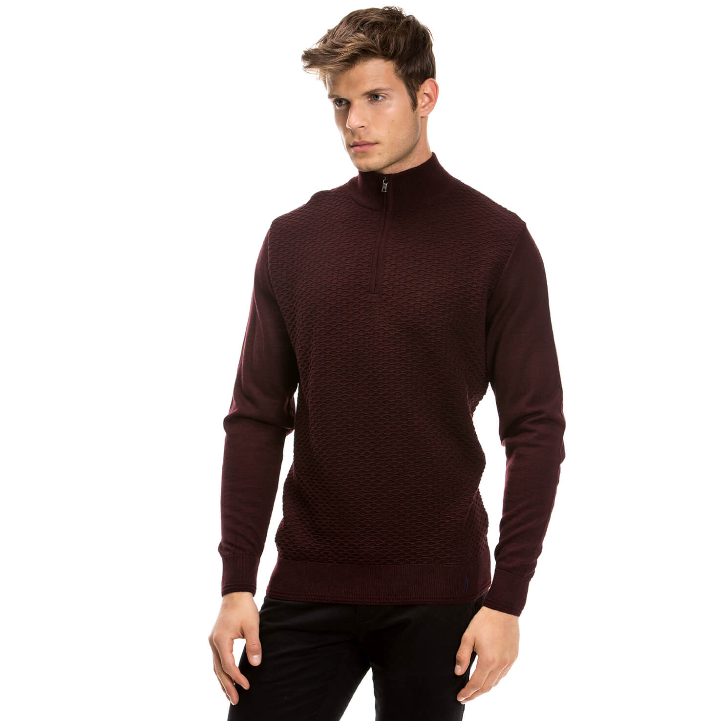 Nautica Erkek Bordo Regular Fit Triko