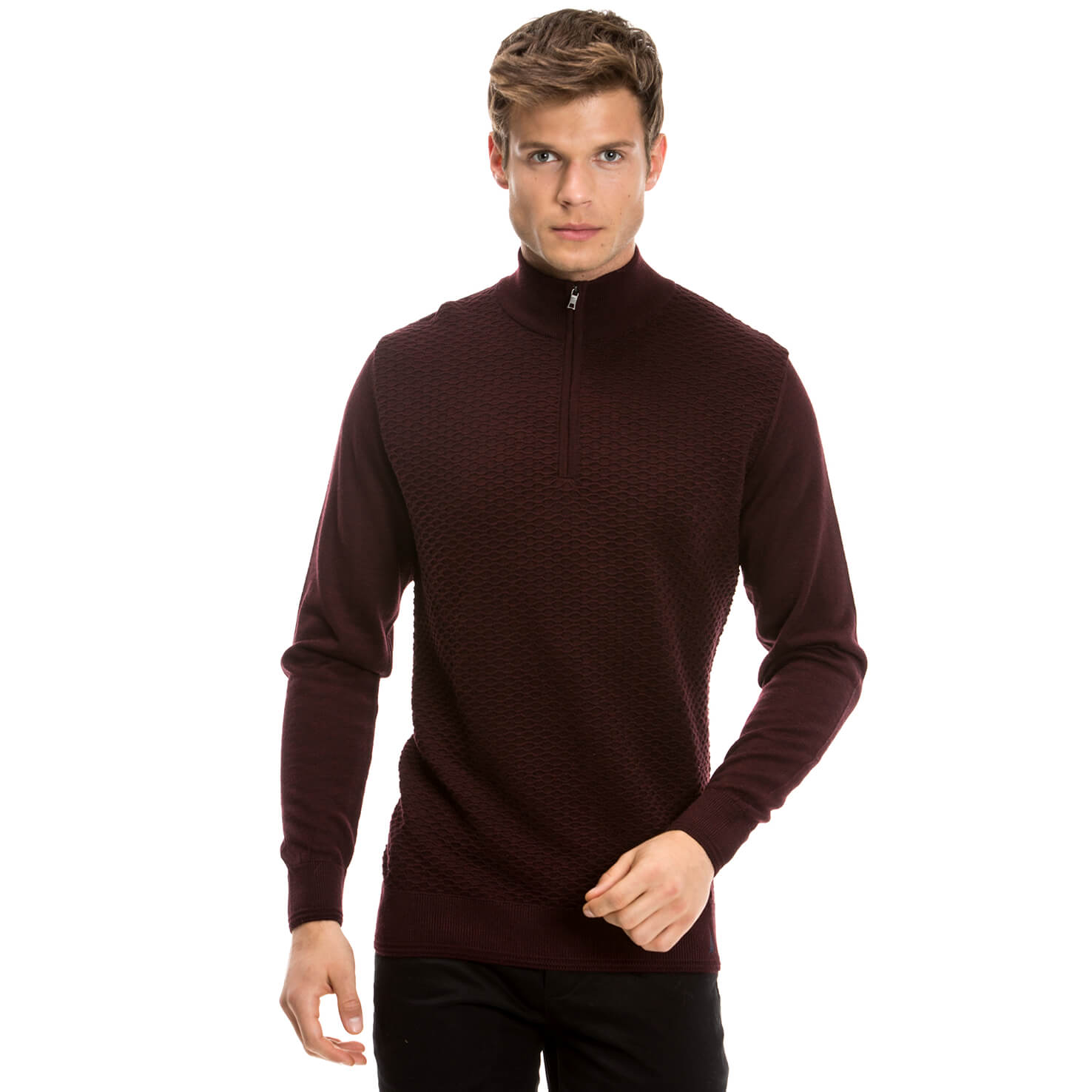 Nautica Erkek Bordo Regular Fit Triko