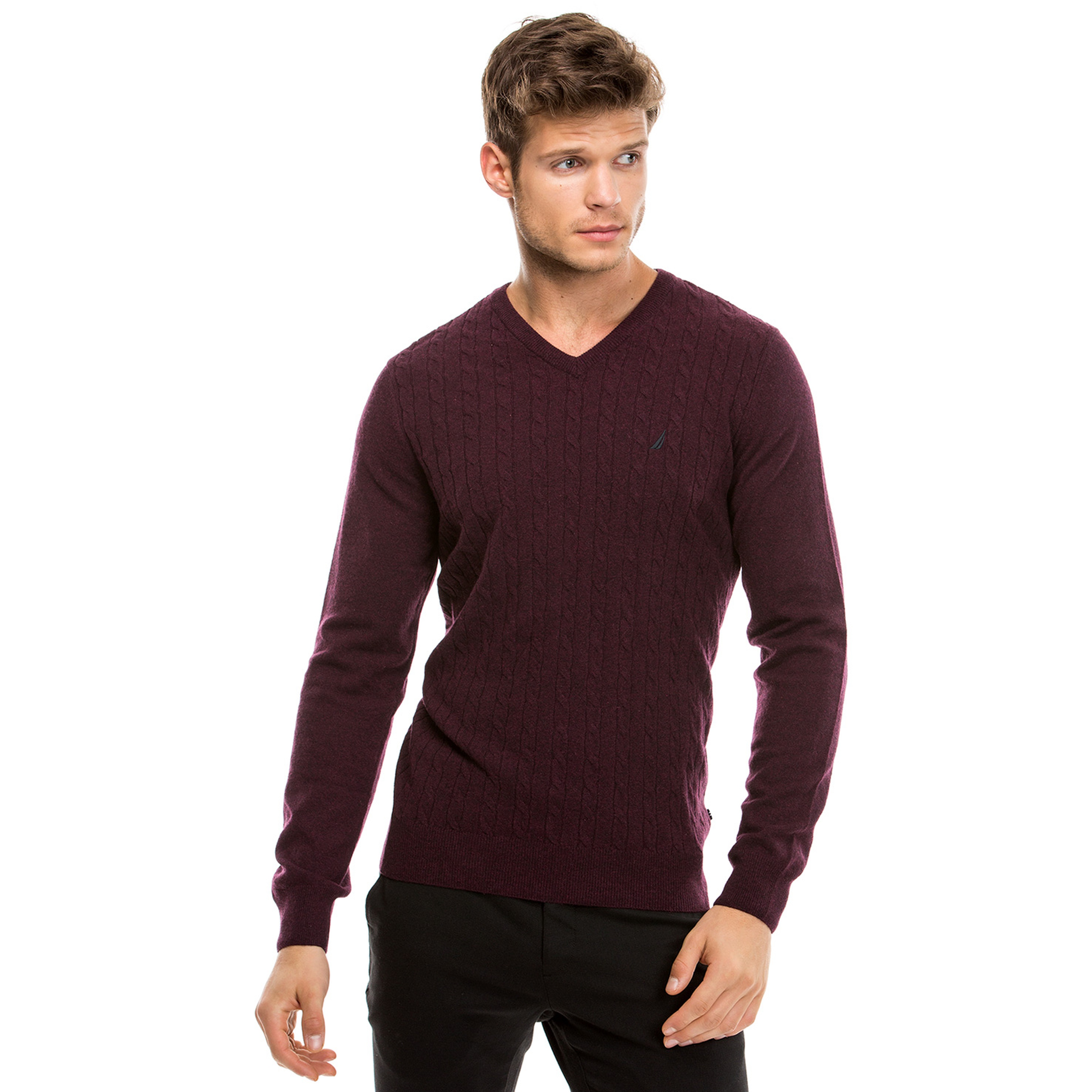 Nautica Erkek Bordo Regular Fit Triko