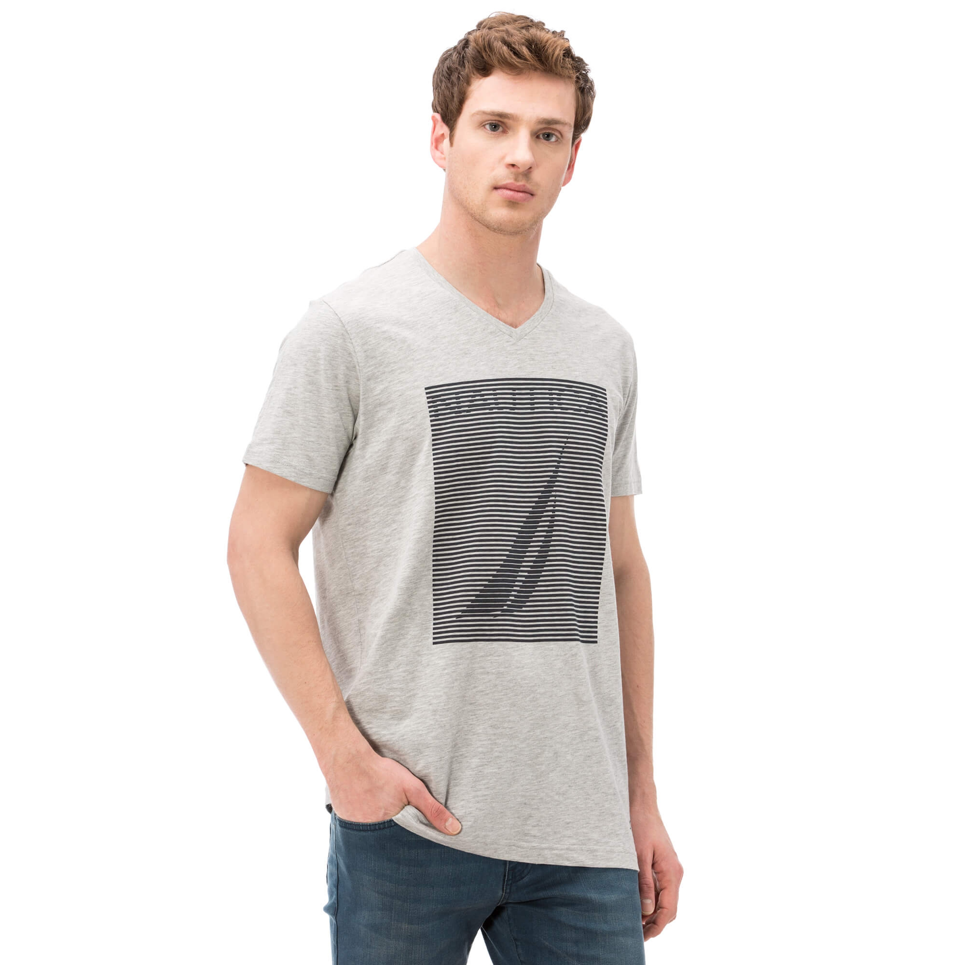 Nautica Erkek Gri Slim Fit T-Shirt