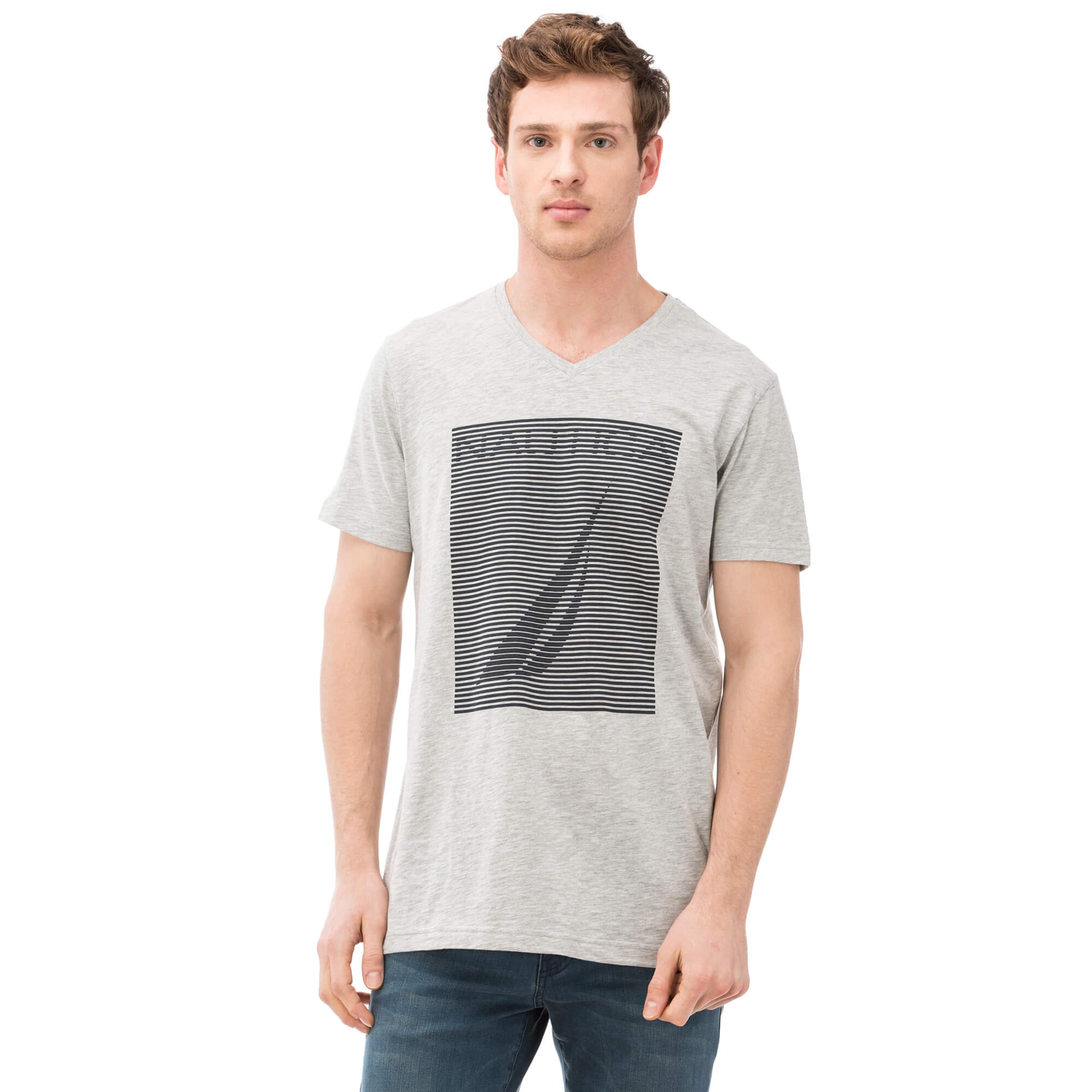 Nautica Erkek Gri Slim Fit T-Shirt