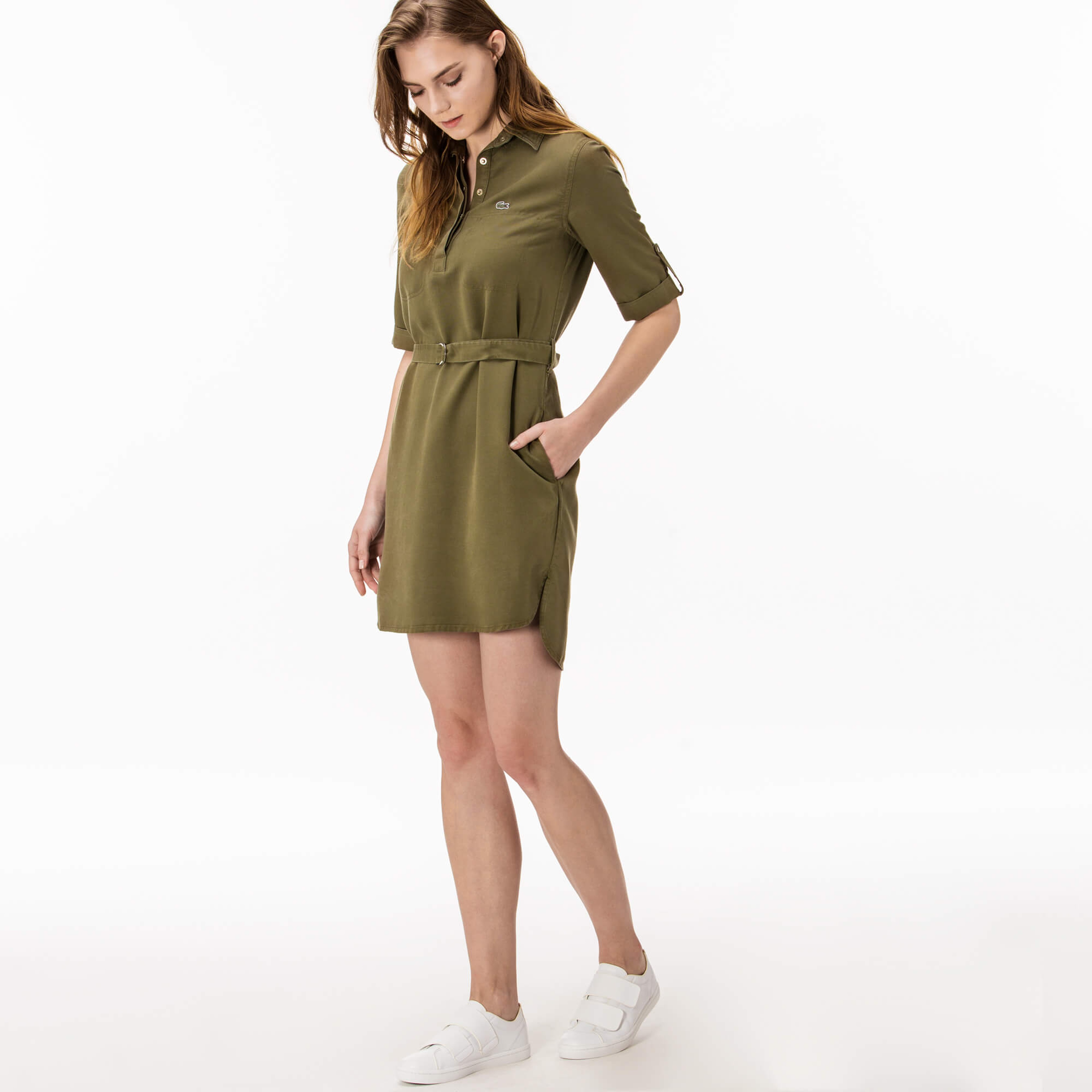 Lacoste Kadın Regular Fit Yeşil Elbise